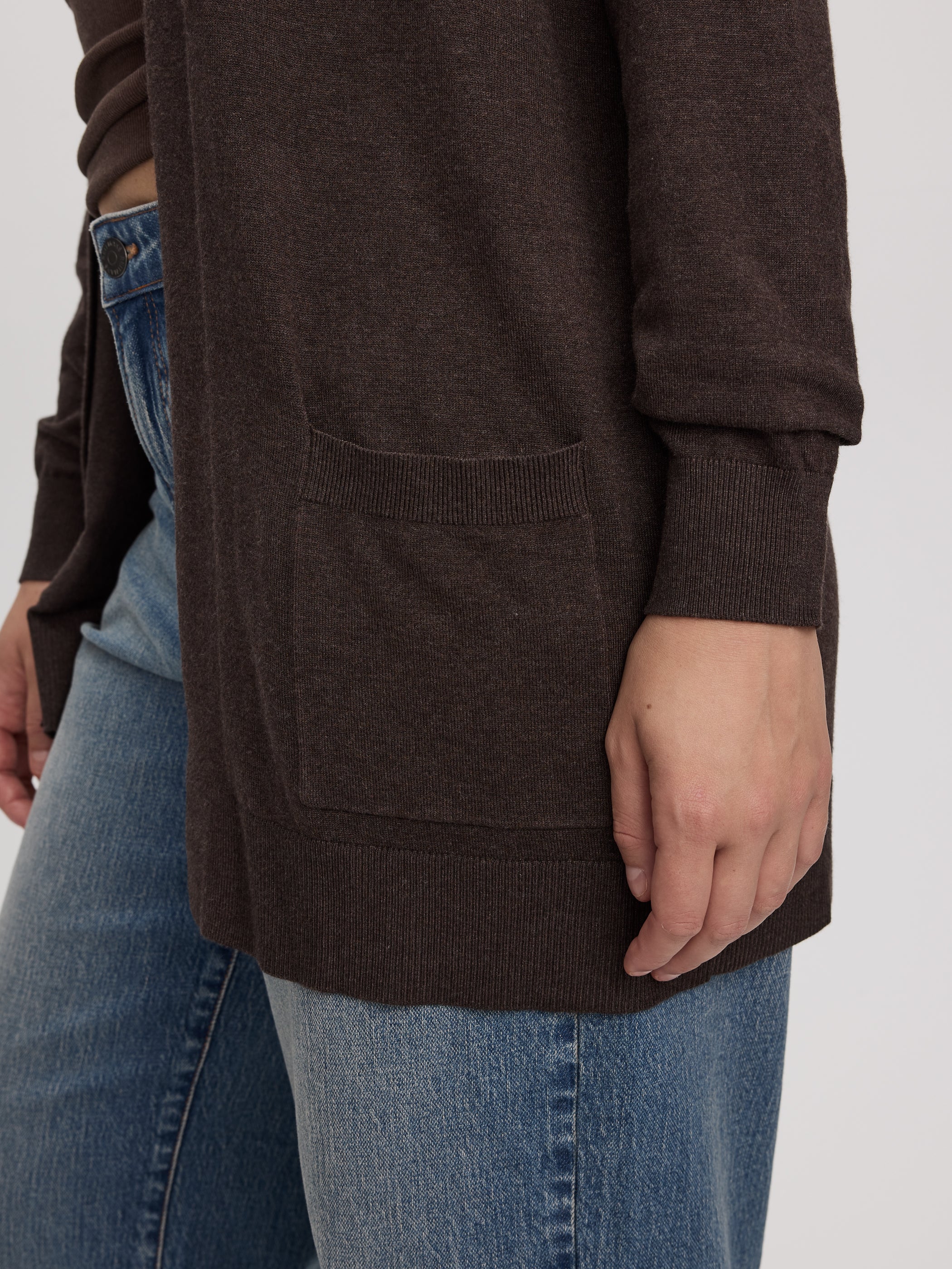Long-Sleeve Open Cardigan with Pockets - R Essentials-Tactilefable