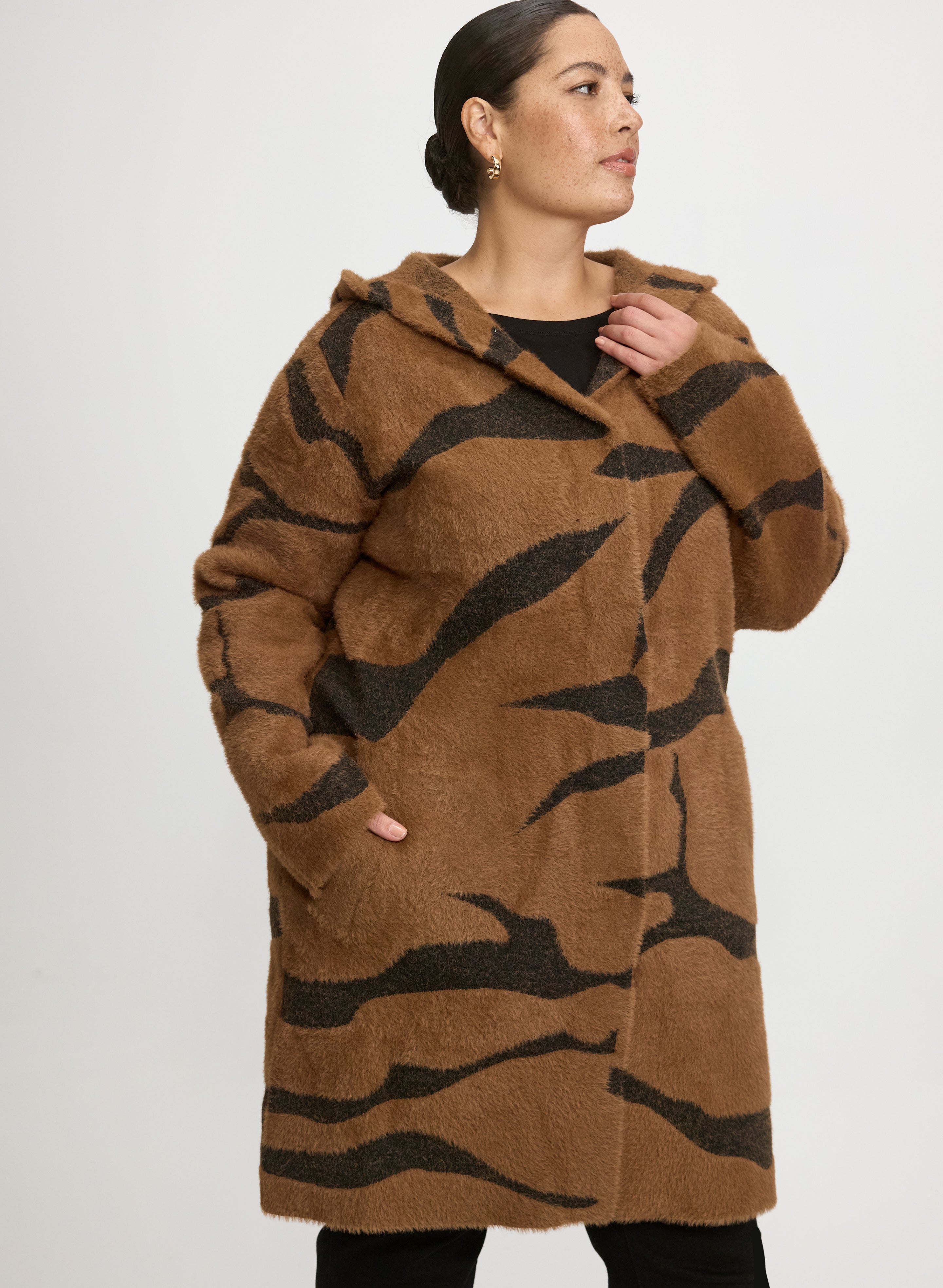 Joseph Ribkoff - Hooded Zebra Print Cardigan-Tactilefable