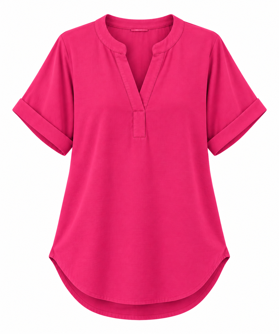 Notch Neck Rolled Cuff Blouse-Tactilefable