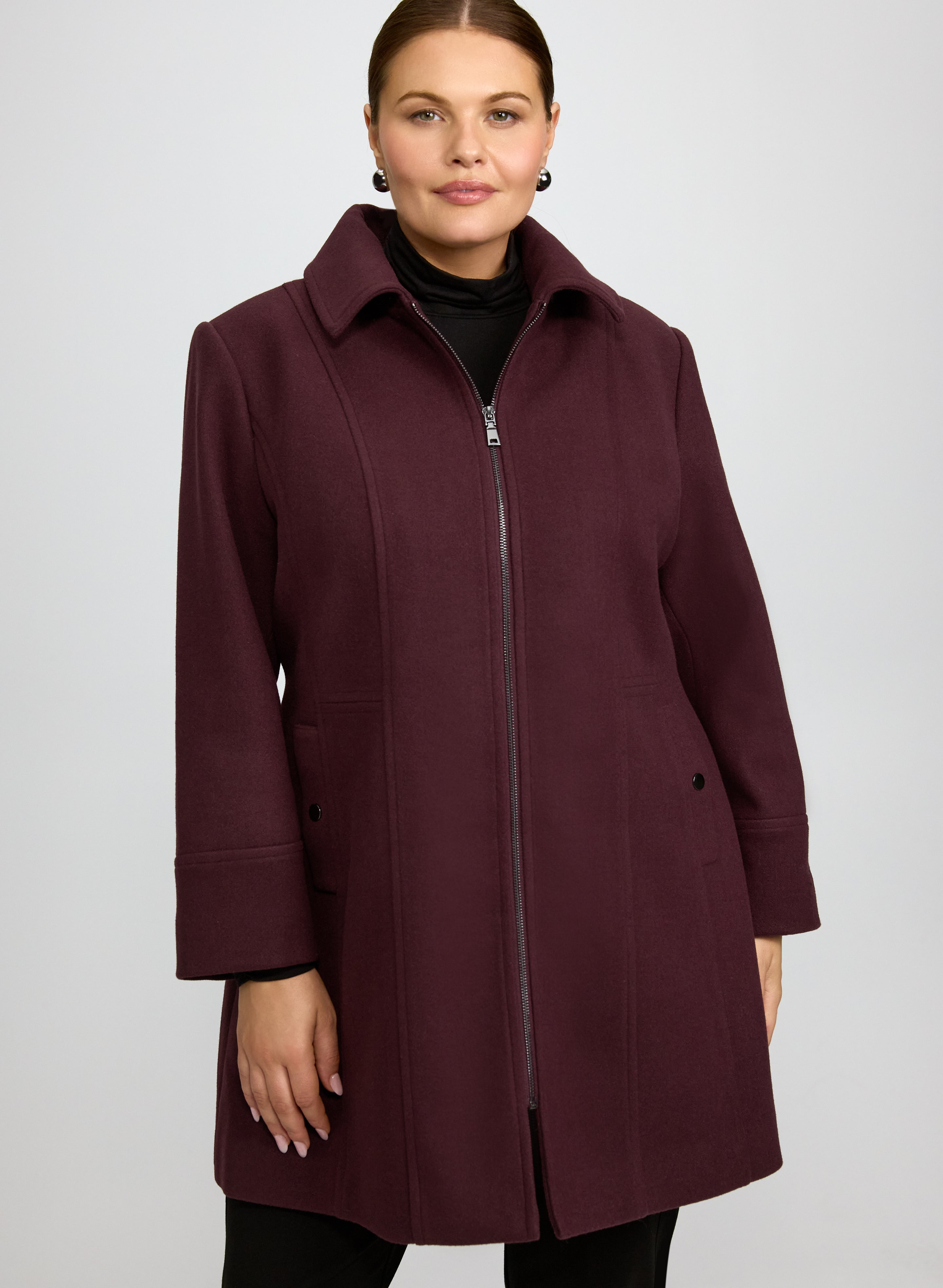 Stretch Faux-Wool Coat-Tactilefable