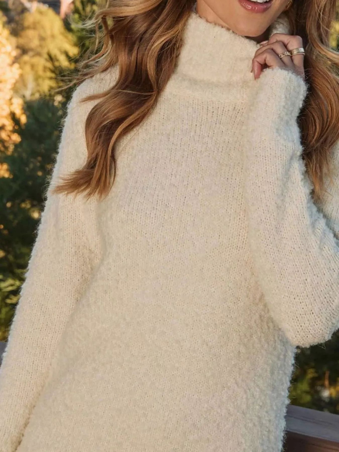 Shimmy Fringe Turtleneck Sweater Dress | 4 Colors-Tactilefable