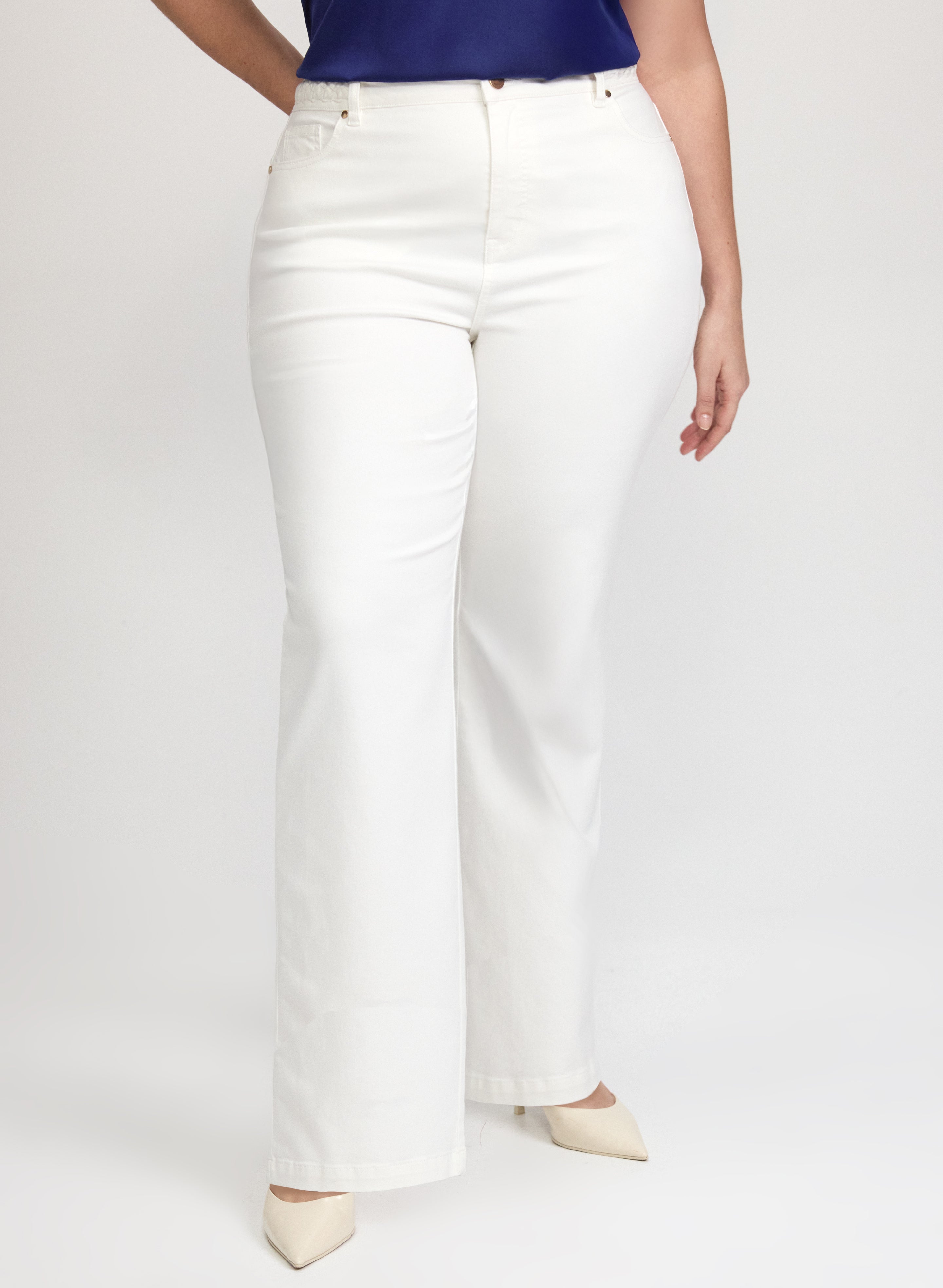 Braided Waist Trim Wide-Leg Jeans-Tactilefable