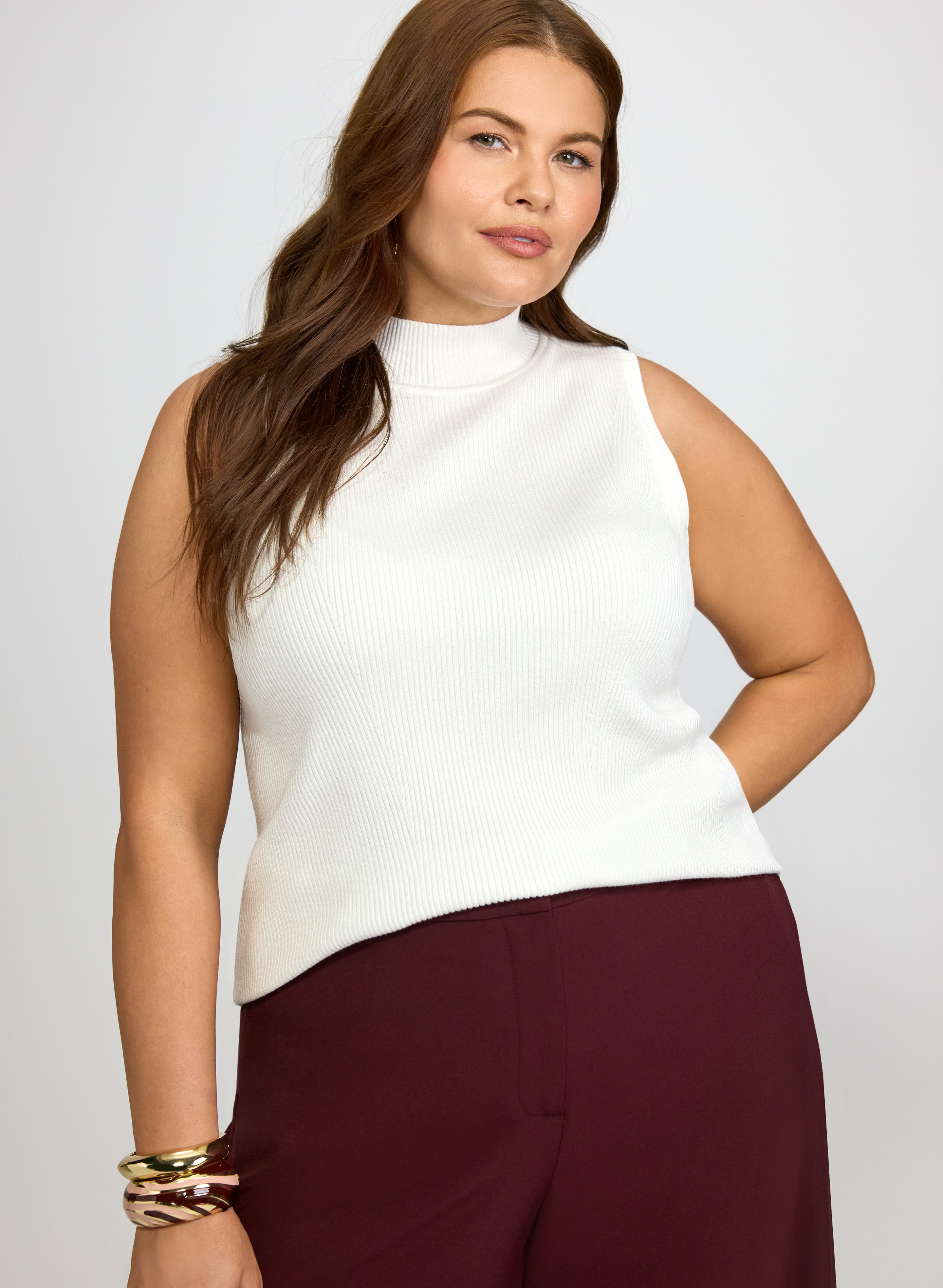 Sleeveless Mock Neck Knit-Tactilefable