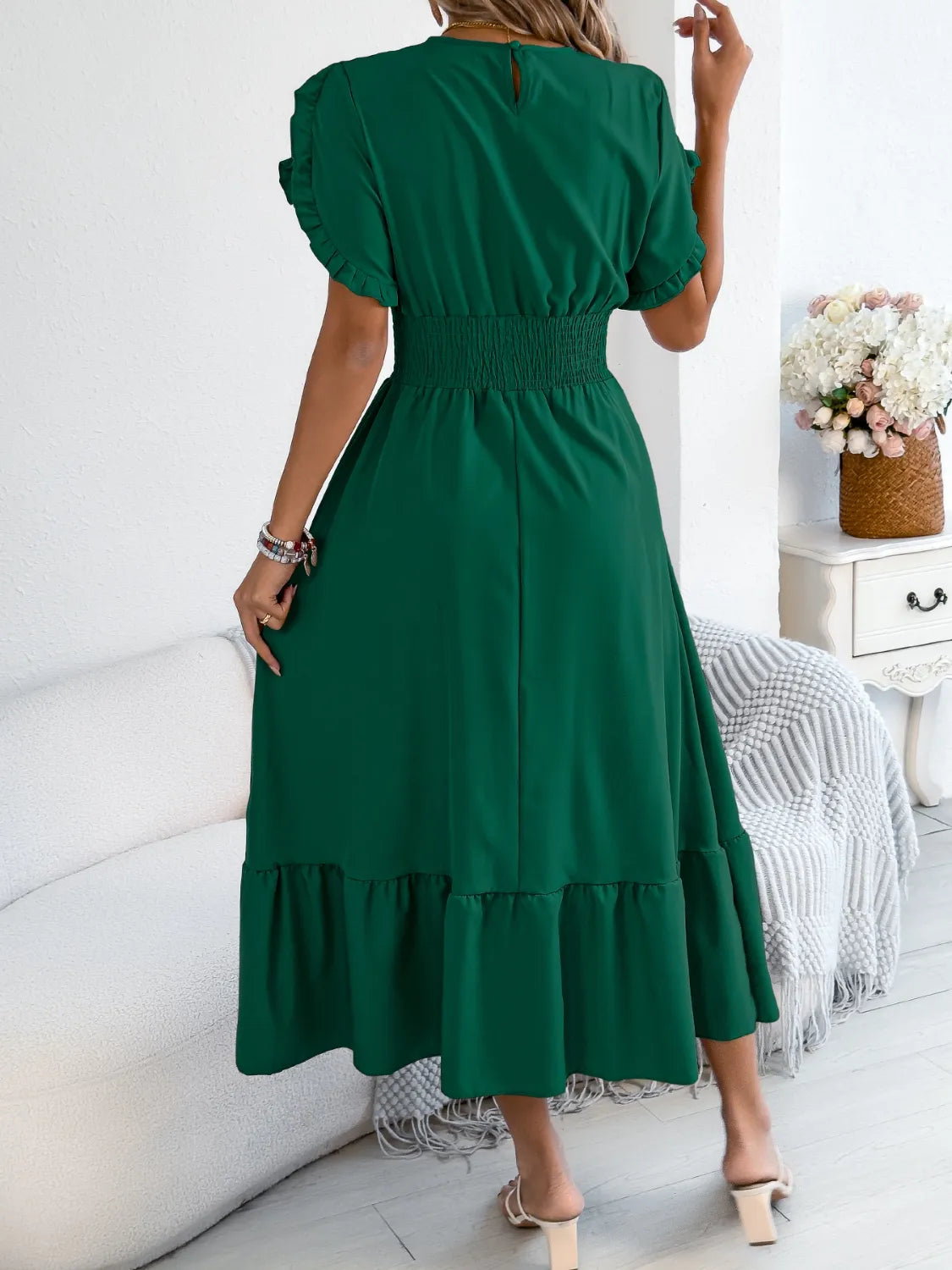 Frill Neck Midi Dress | 3 Colors | Poundton-Tactilefable