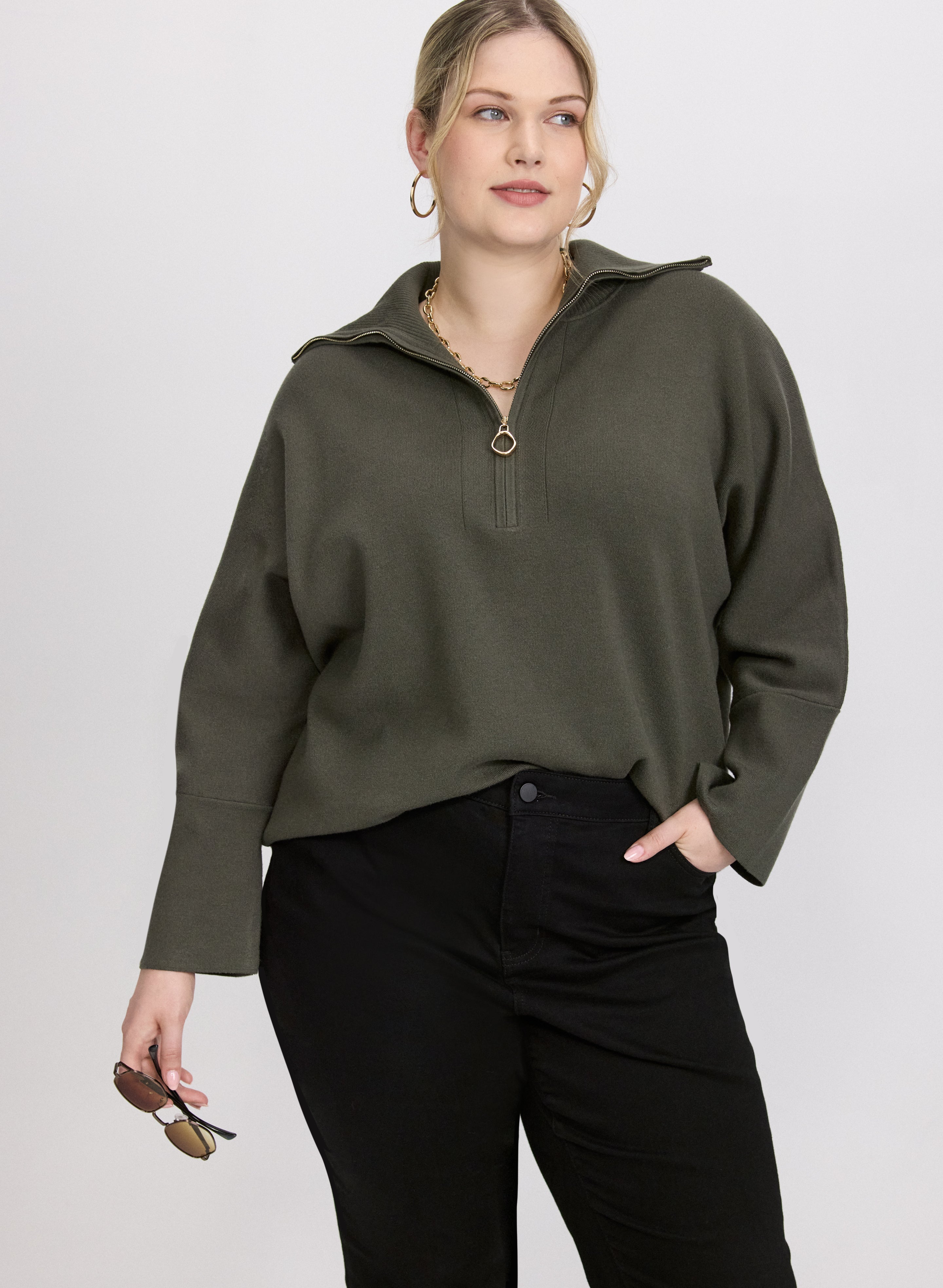 Joseph Ribkoff - Zip-Up Pullover Sweater-Tactilefable