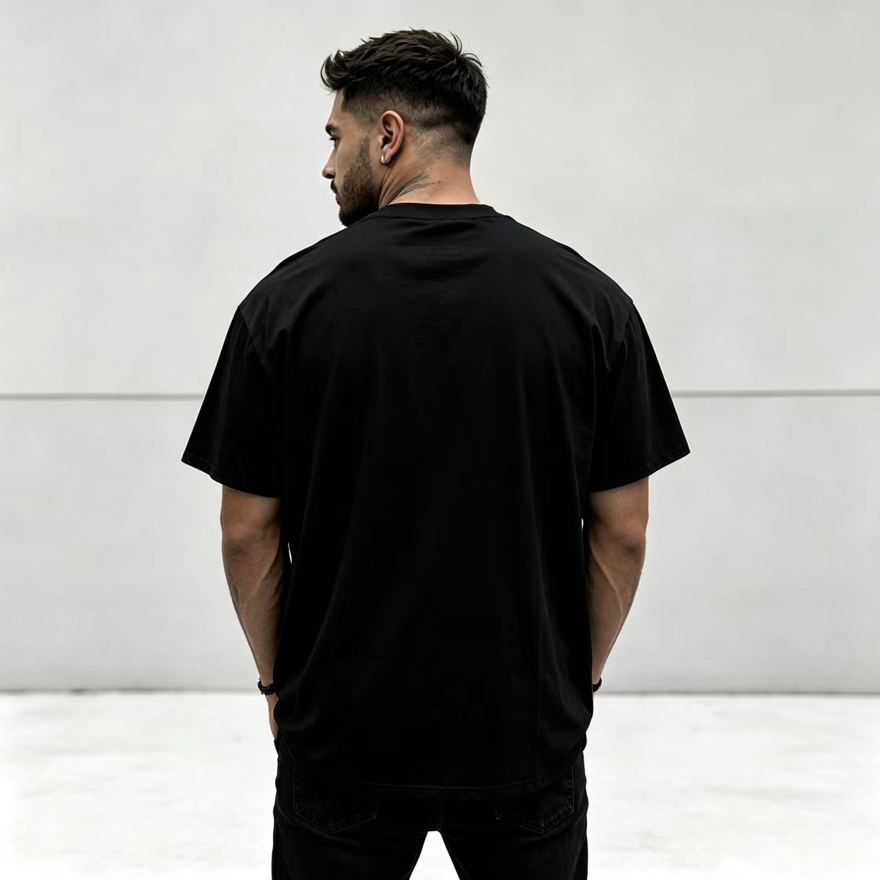 Men's Letter Print Round Neck Tee, Regular Fit Casua-Tactilefable