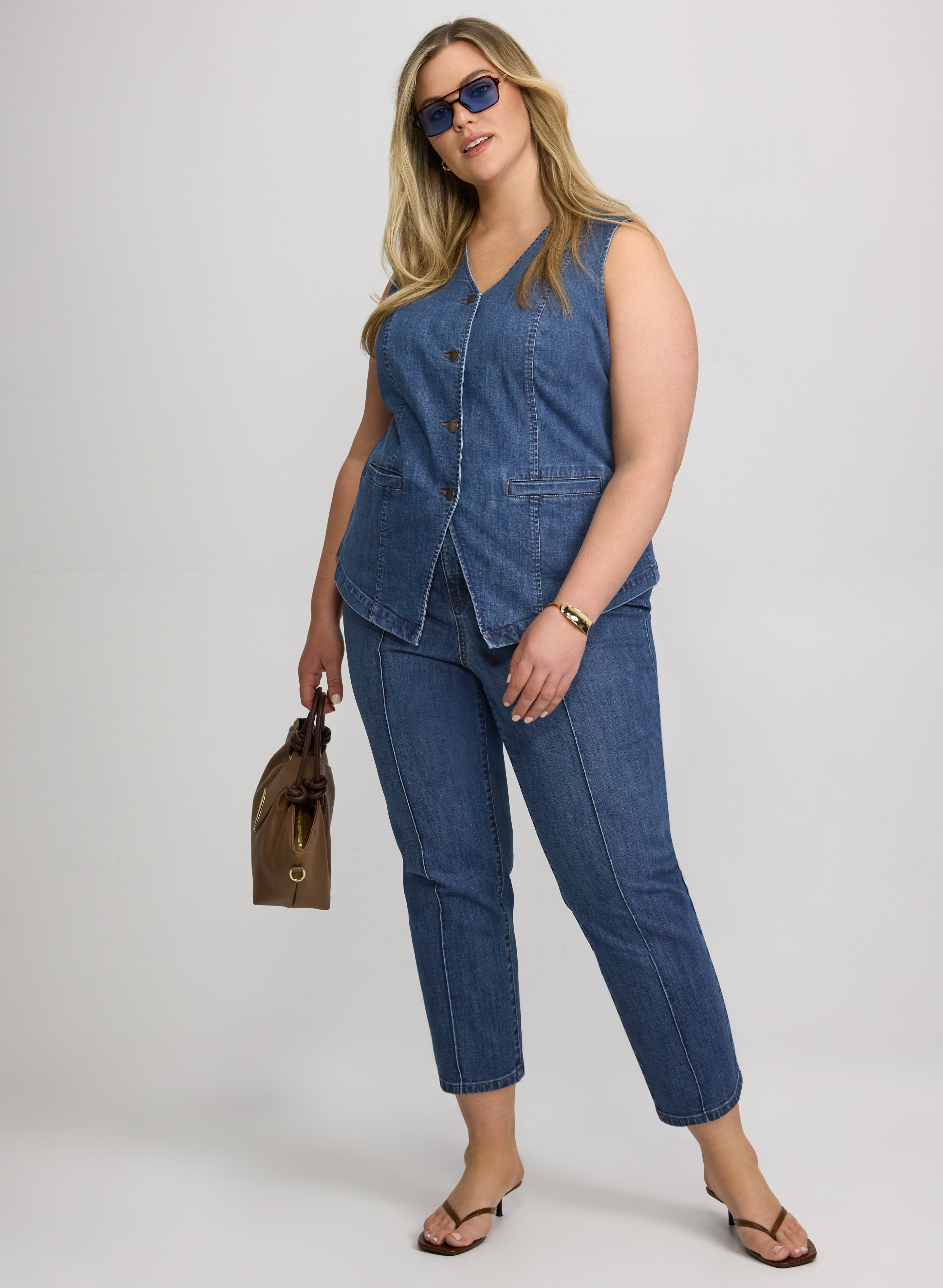 Melanie Lyne - Pinched Seam Denim Capris-Tactilefable