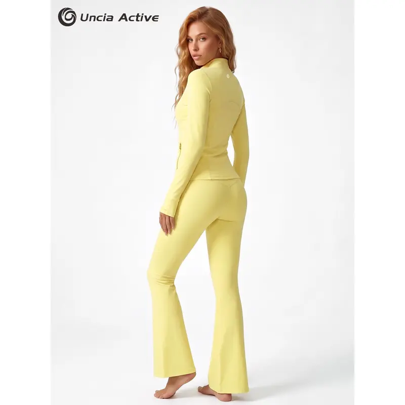 Women's Gold Zipper Sporty Jacket and Leggings Set