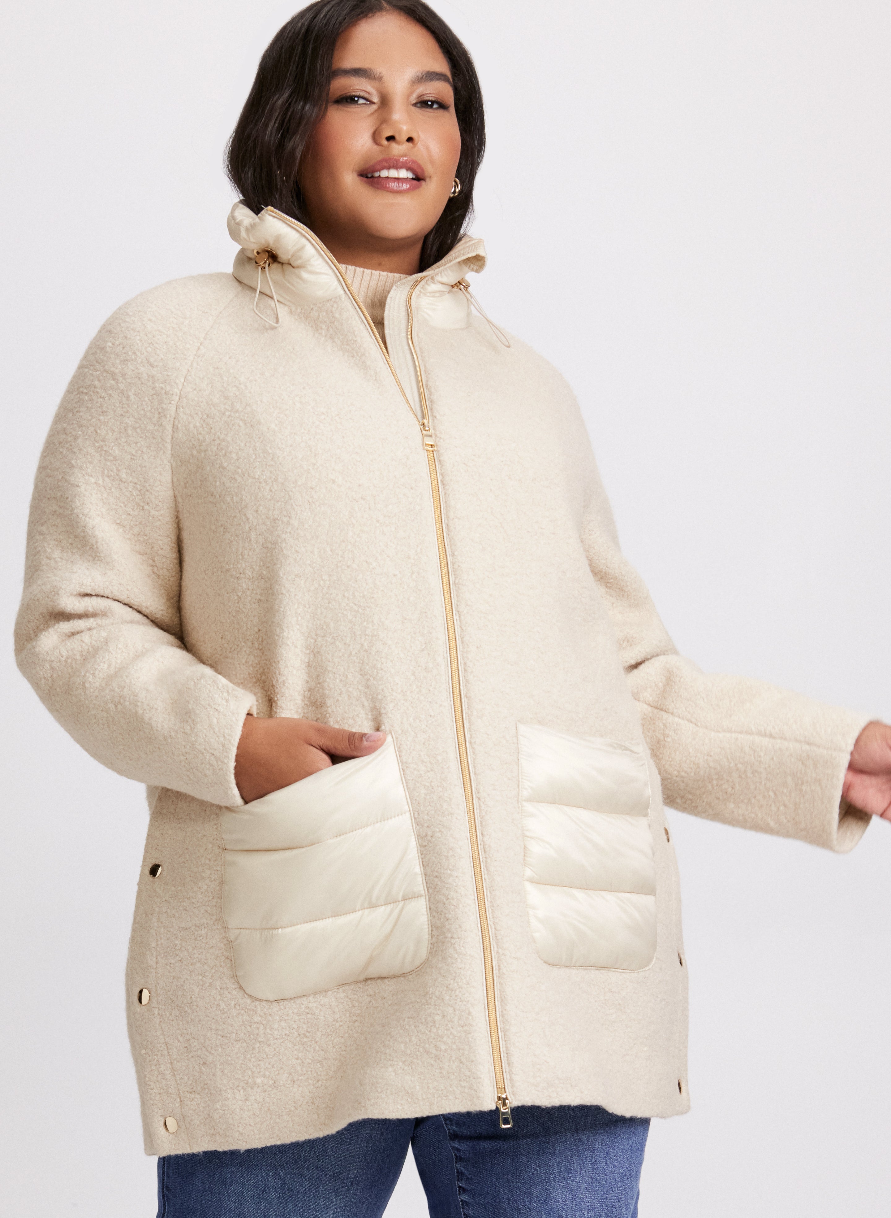 Mixed Puffer Wool-Blend Coat-Tactilefable