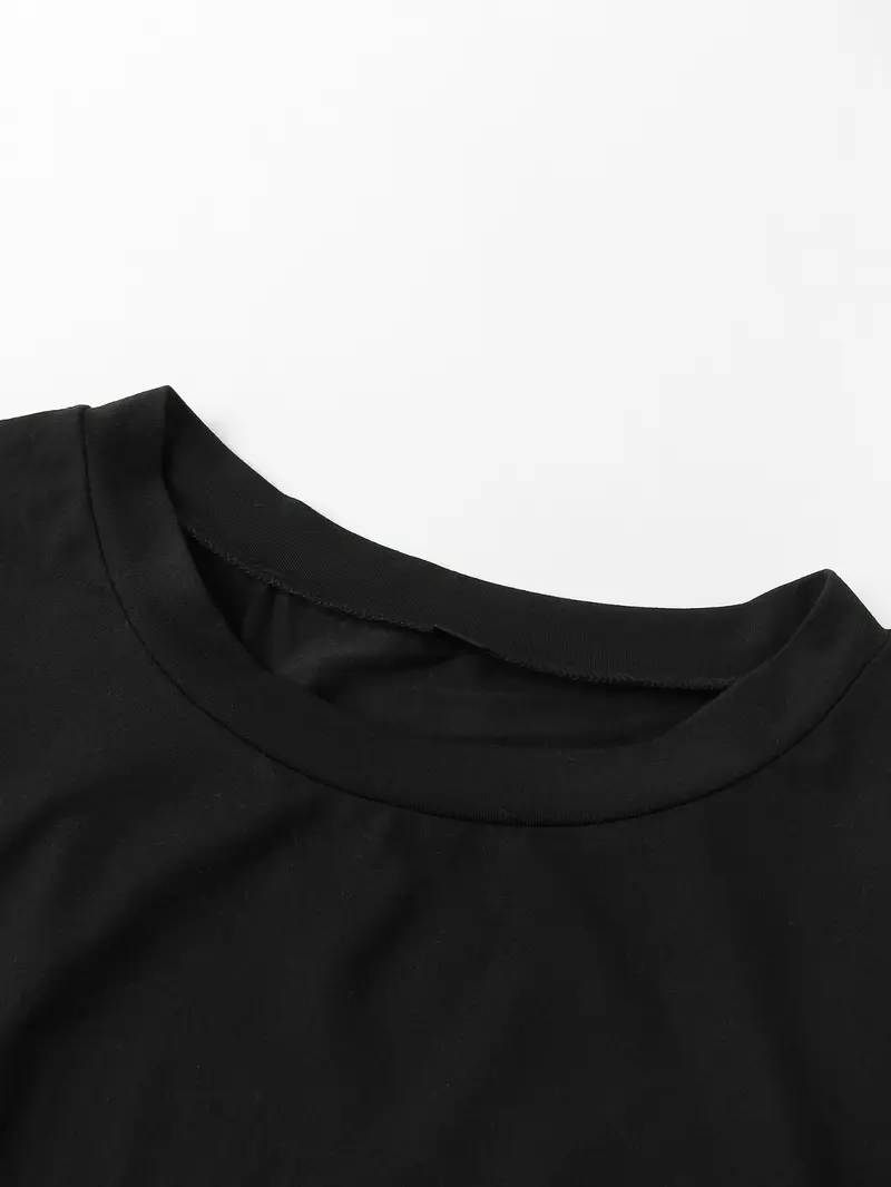 Short Sleeve Lace Trim Asymmetrical T-Shirt Dress Women Daily Wear Casual Mini Dress Short Sleeve Lace Trim Asymmetrical T-Shirt Dress Women Daily Wear Casual Mini Dress