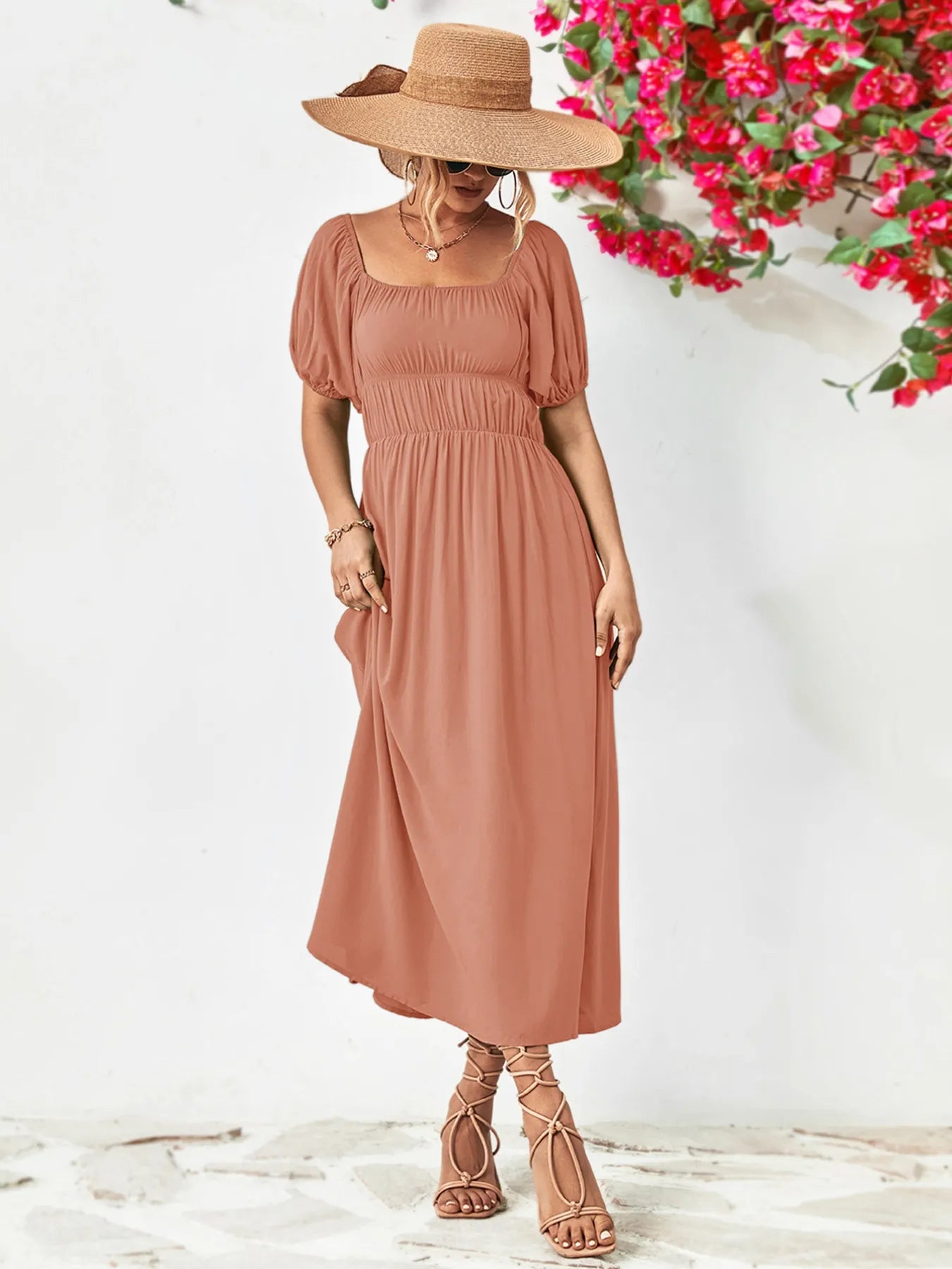 Boho Chic Puff Sleeve Maxi Dress | 3 Colors-Tactilefable