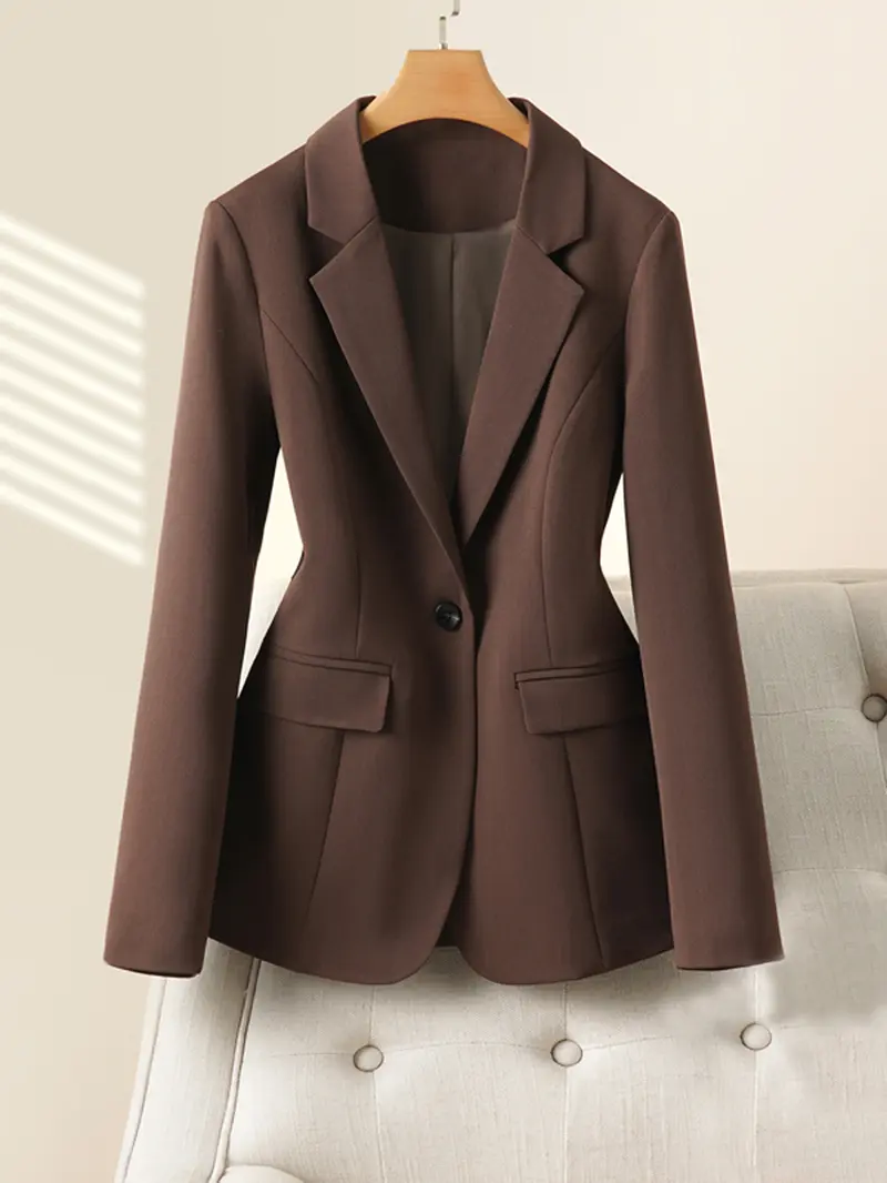 Women's Fashion Collared Blazer Jacket Long Sleeve Fitted, Professional Office Wear, Business Work Clothes, Business Formal Wear, Formal Business Attire, Stylish Ladies Suit Coat, Elegant Workwear Outerwear for Women