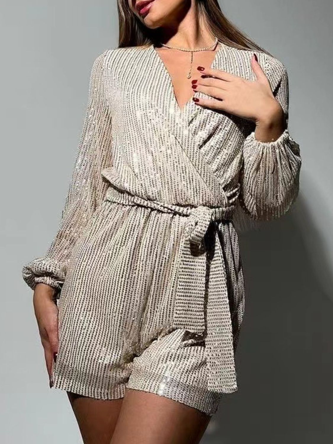 Tie Waist Long Sleeve Romper | 7 Colors-Tactilefable