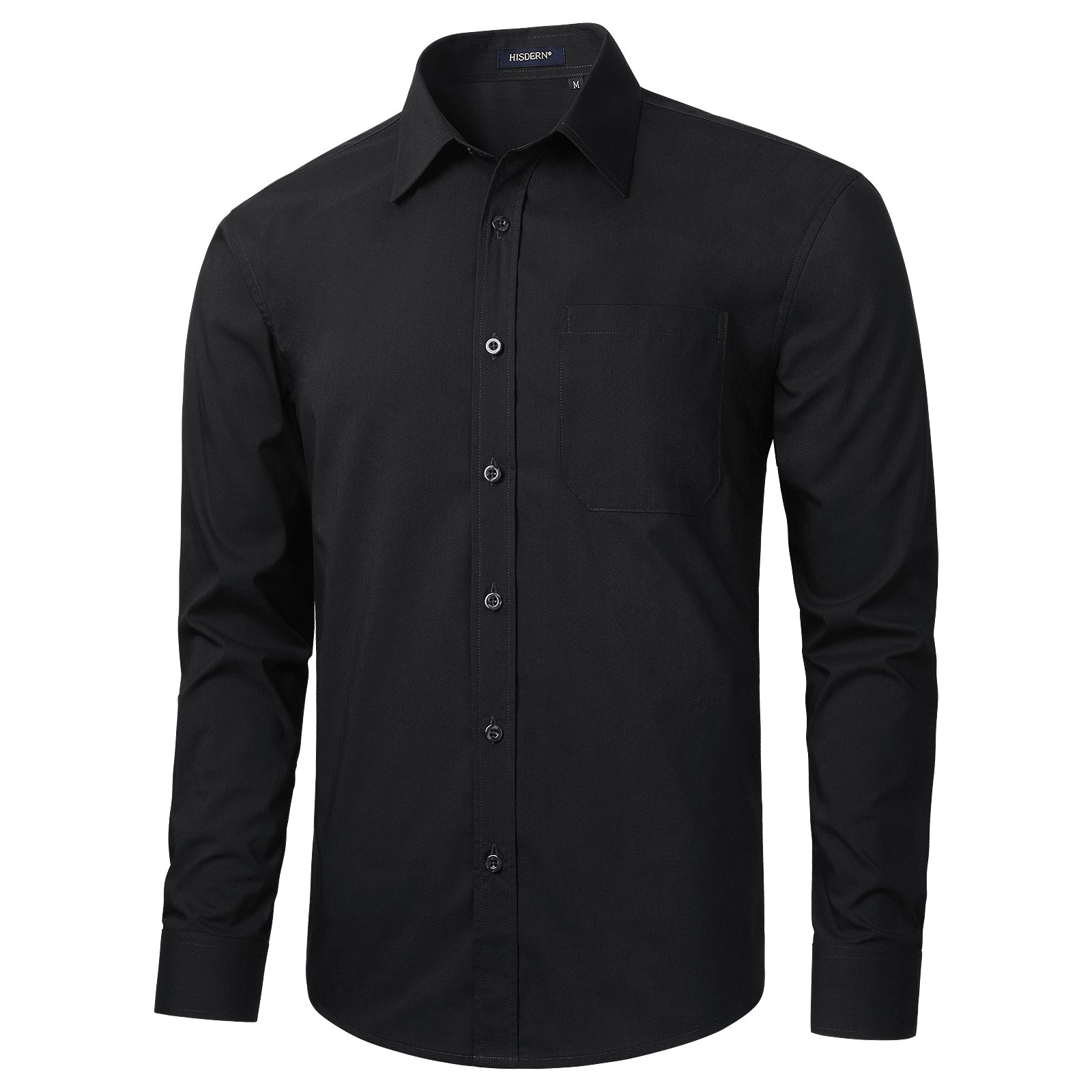  Highly breathable Zero-Sweat Black Dress Shirt For Office Wear-Tactilefable