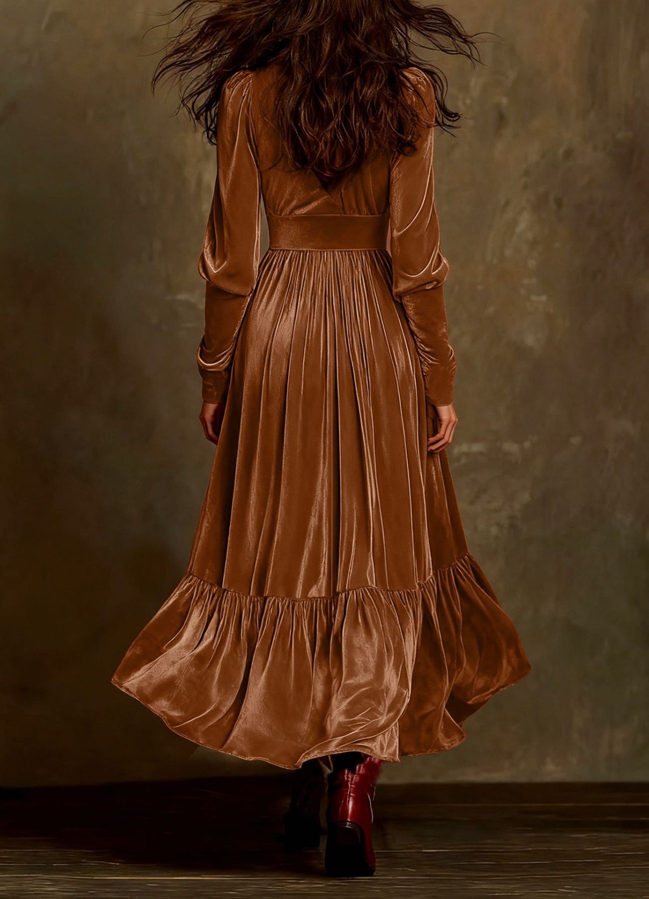 Dakota Velvet Ruffle Maxi Dress | Poundton-Tactilefable