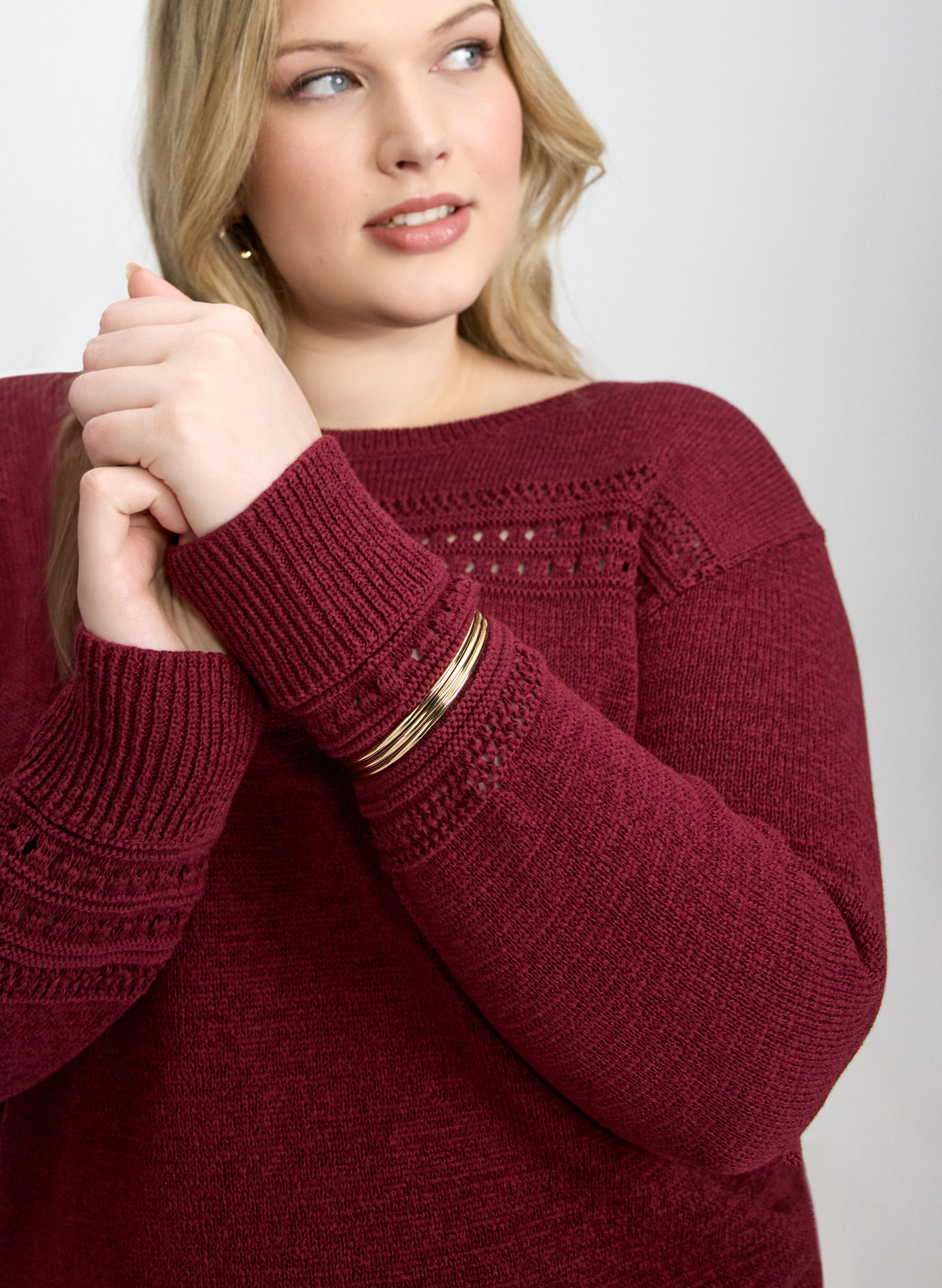Pointelle Knit Sweater-Tactilefable