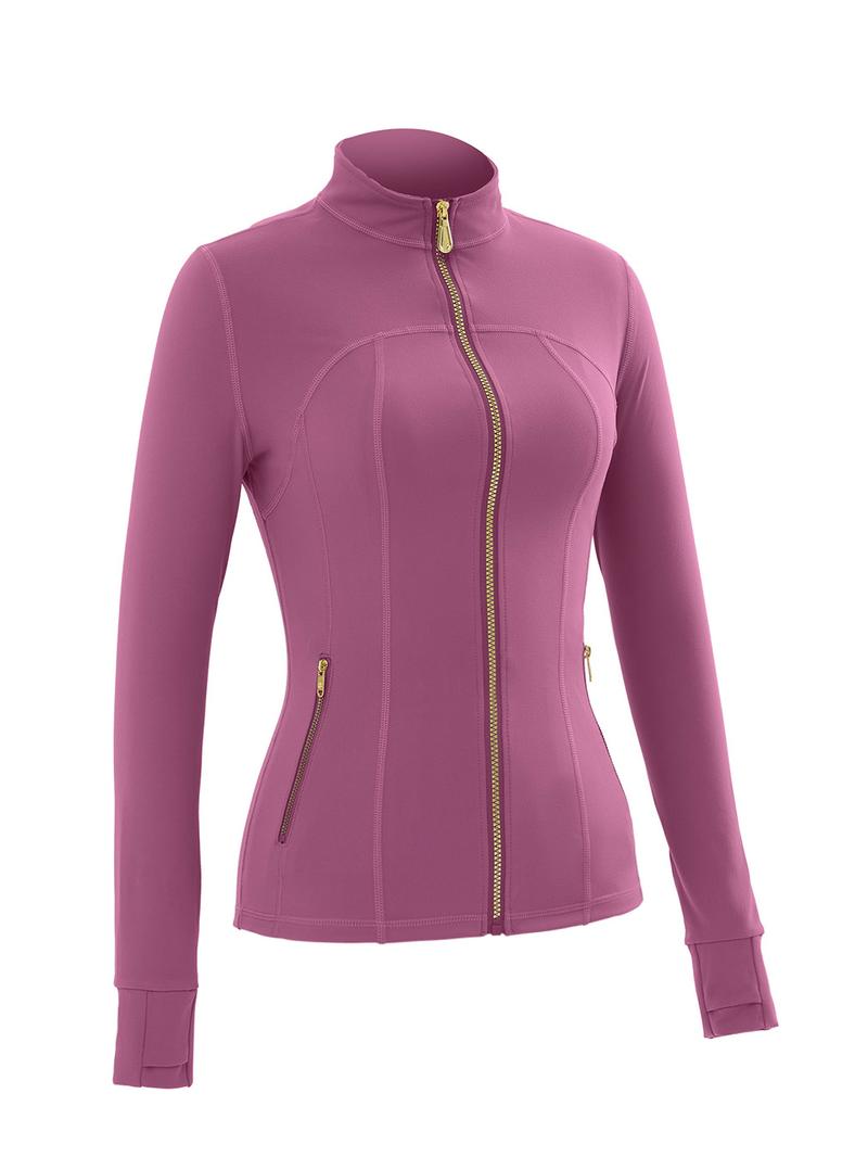 Women's Gold Zipper Sporty Jacket and Leggings Set