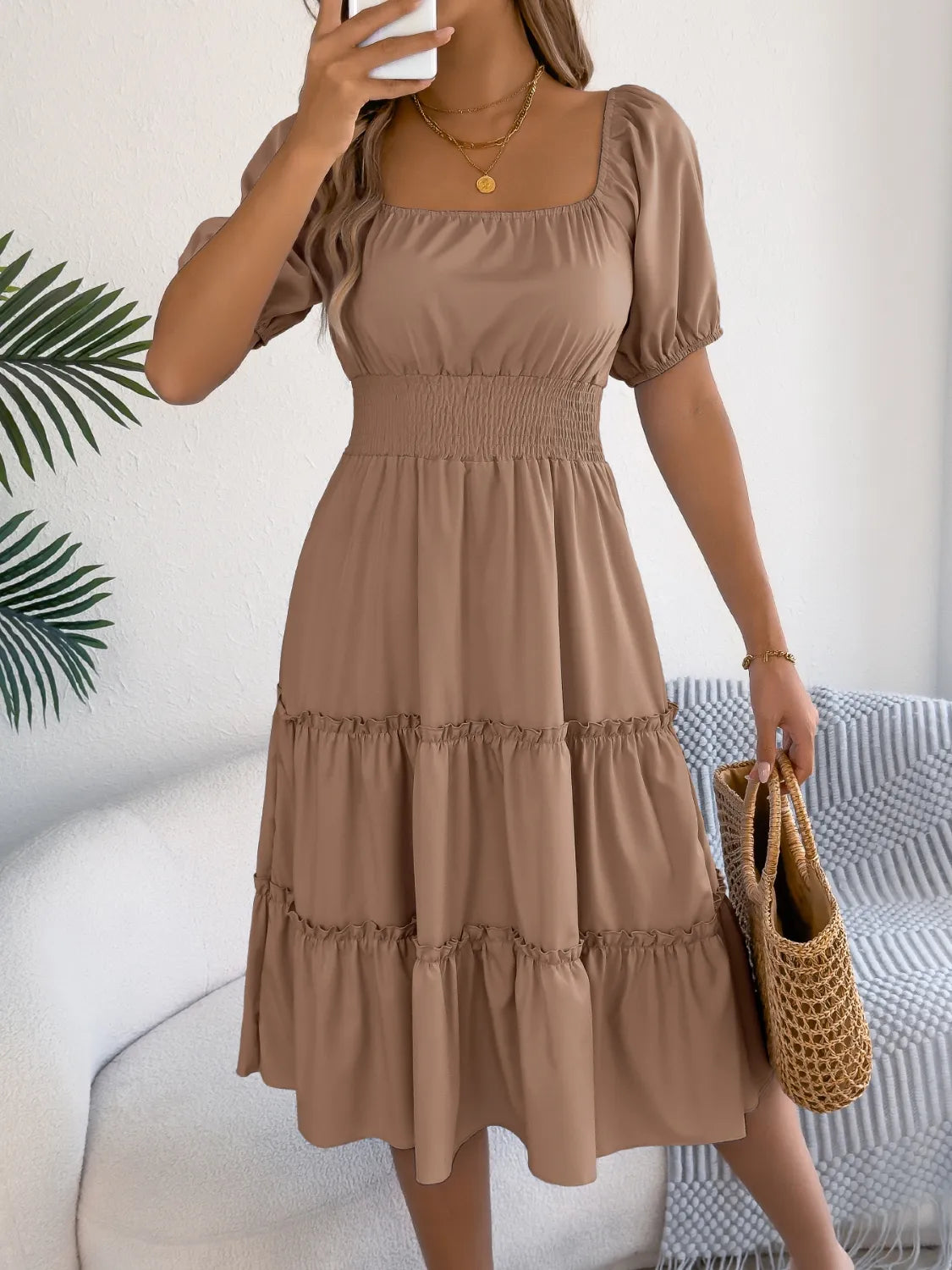 Garden Party Tiered Puff Sleeve Dress | 3 Colors | Poundton-Tactilefable