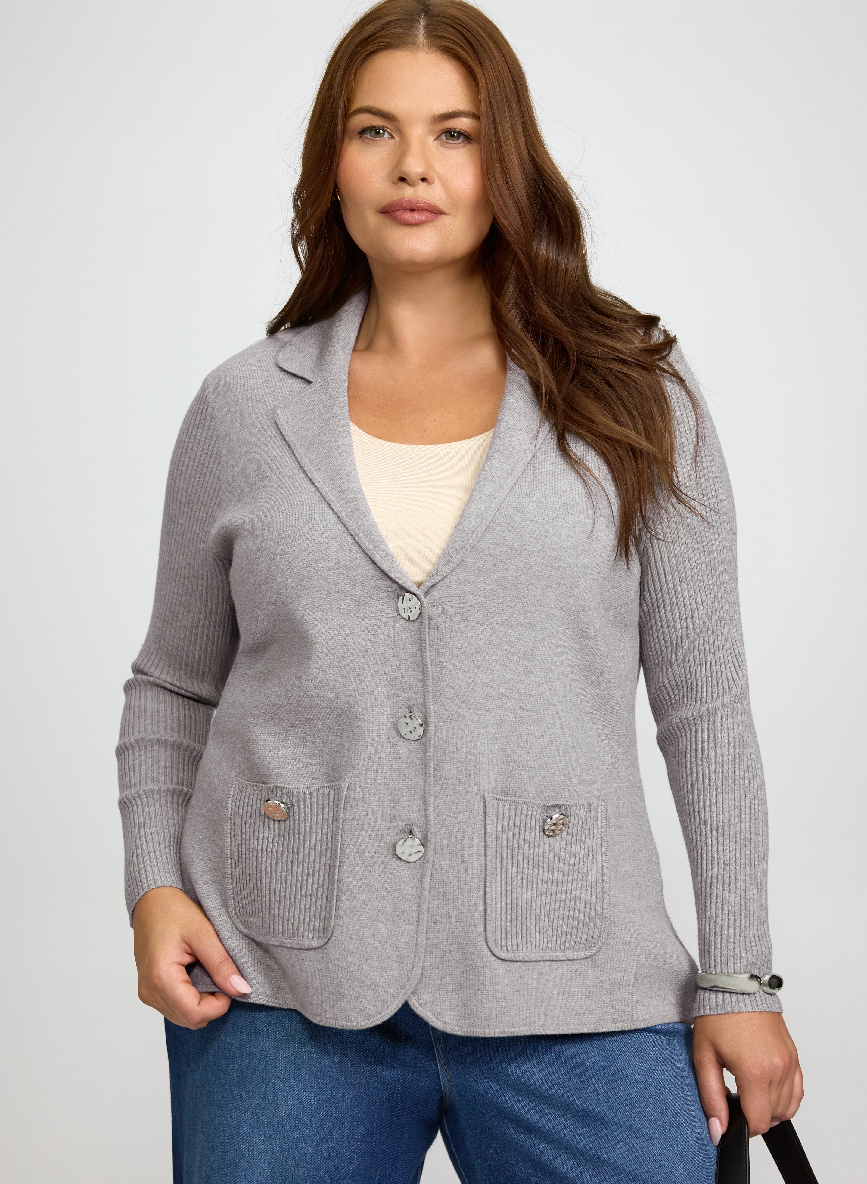 Knit Blazer-Style Cardigan-Tactilefable