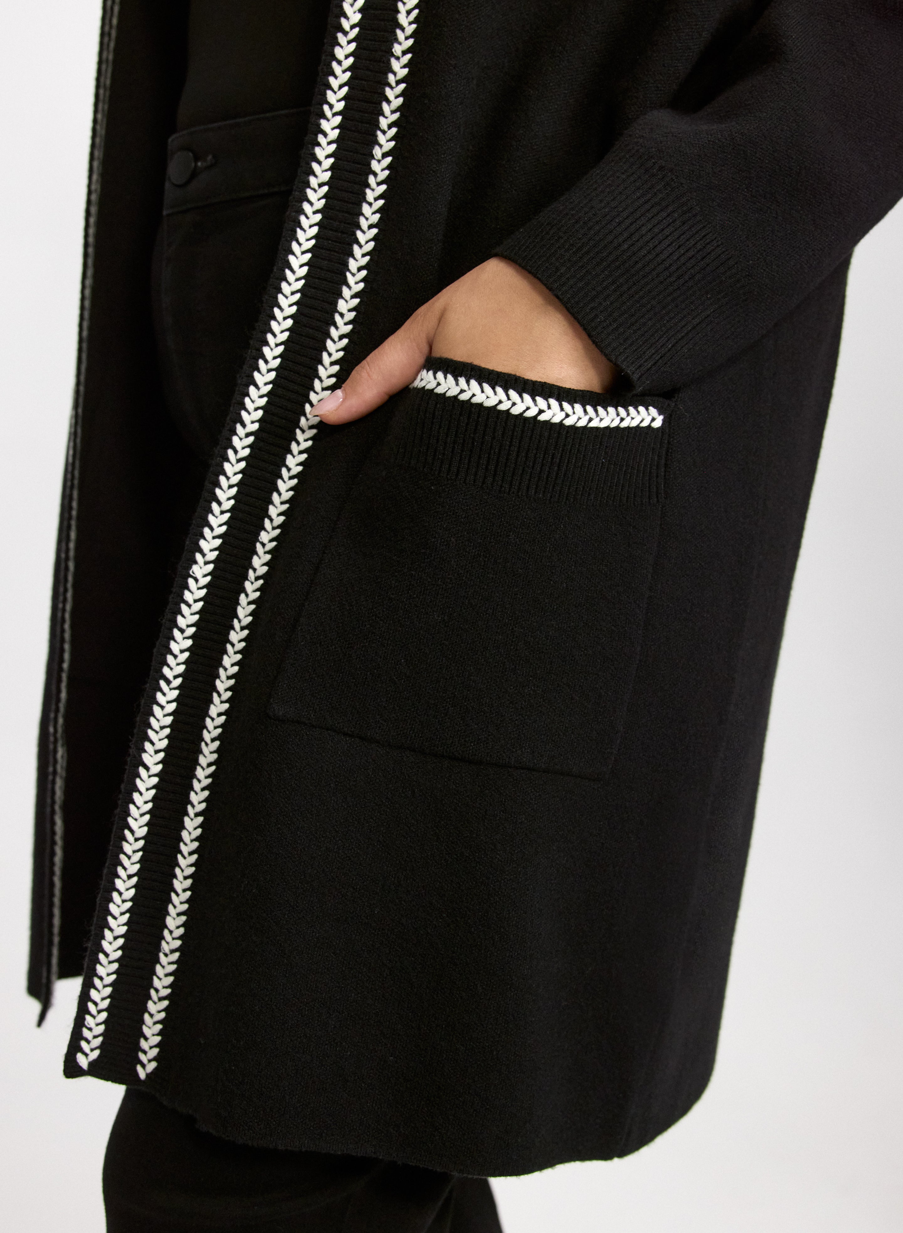 Contrast Stitch Cardigan-Tactilefable