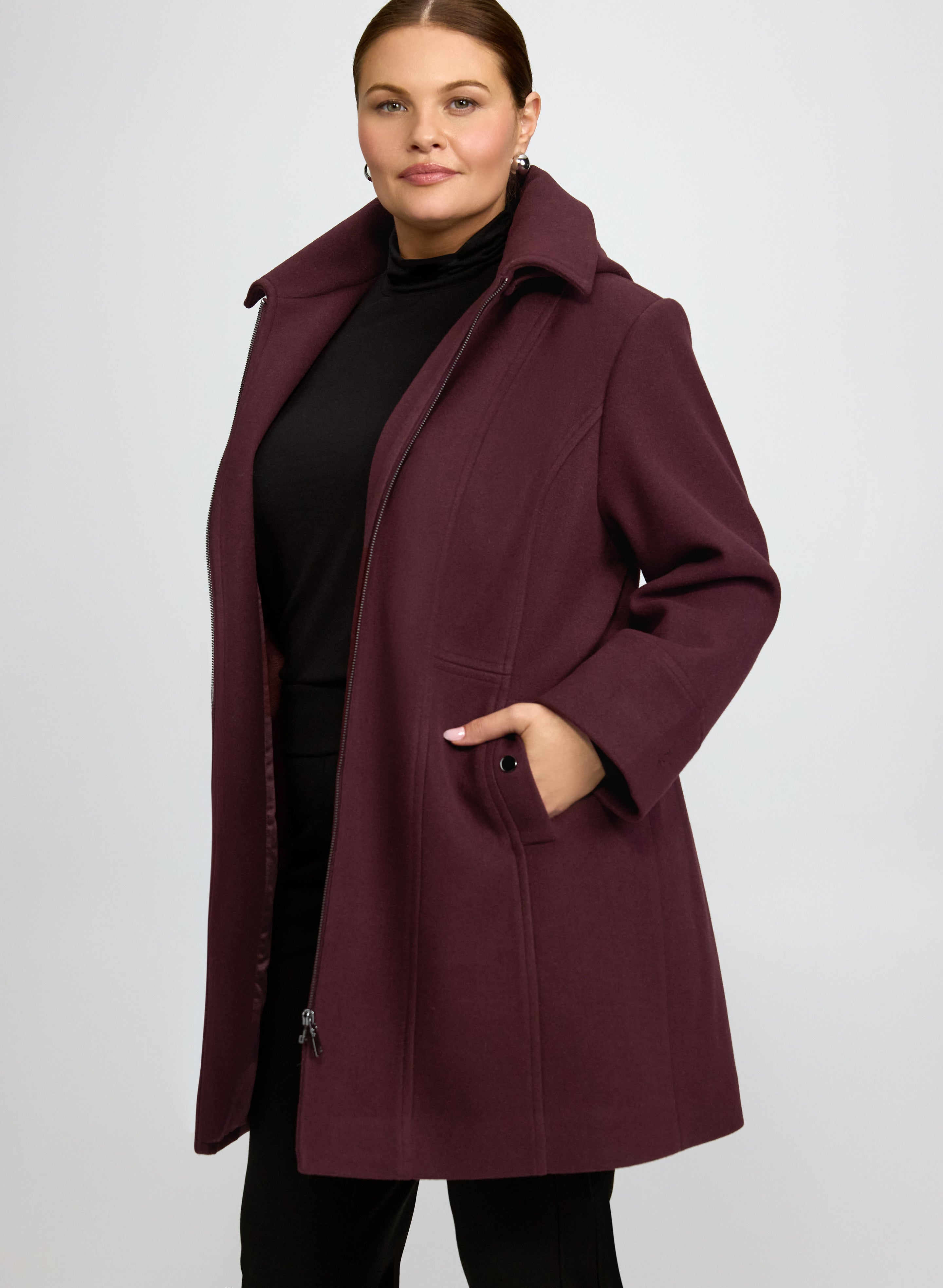Stretch Faux-Wool Coat-Tactilefable