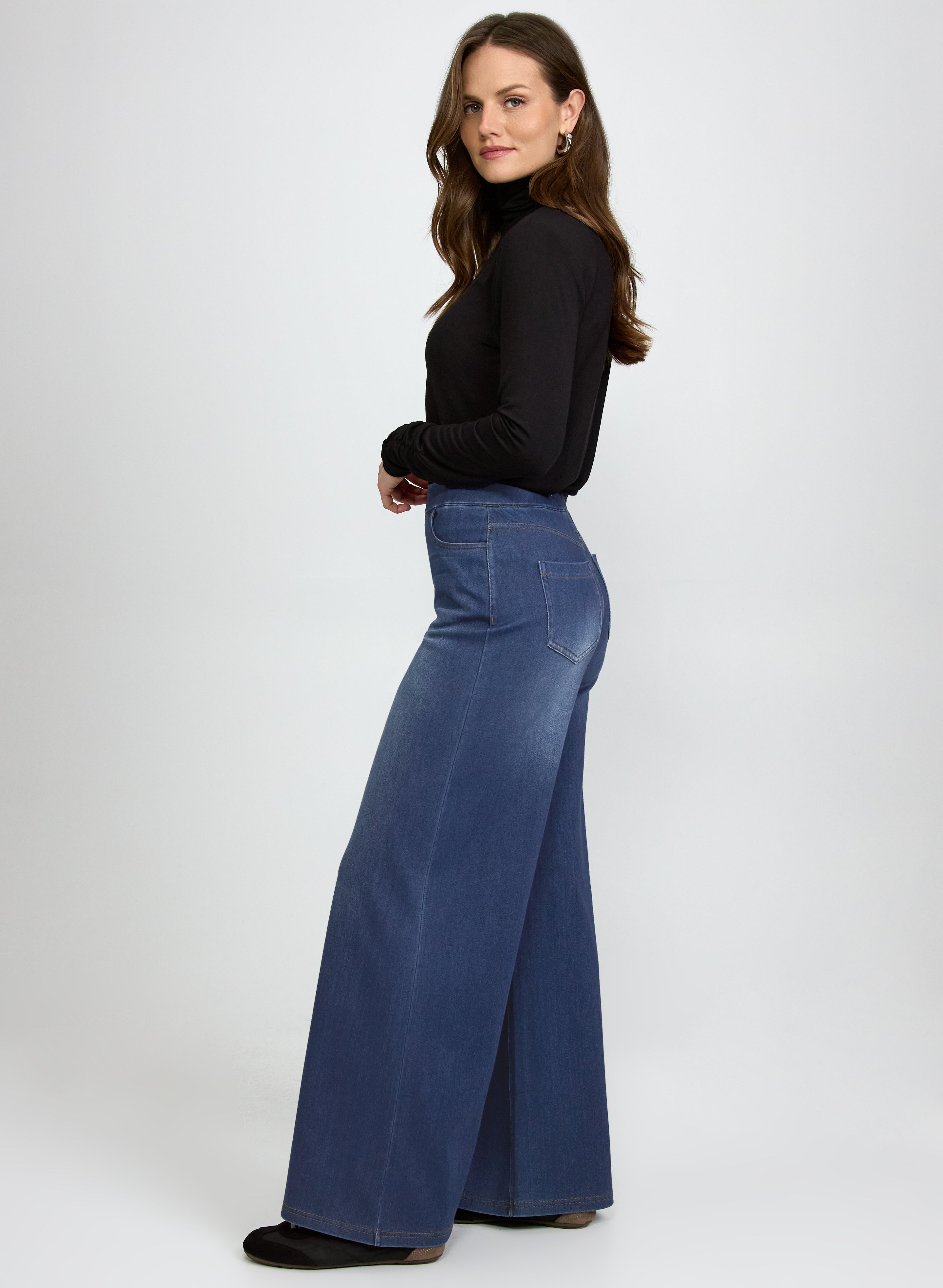 Comfort Stretch Wide-Leg Jeans-Tactilefable