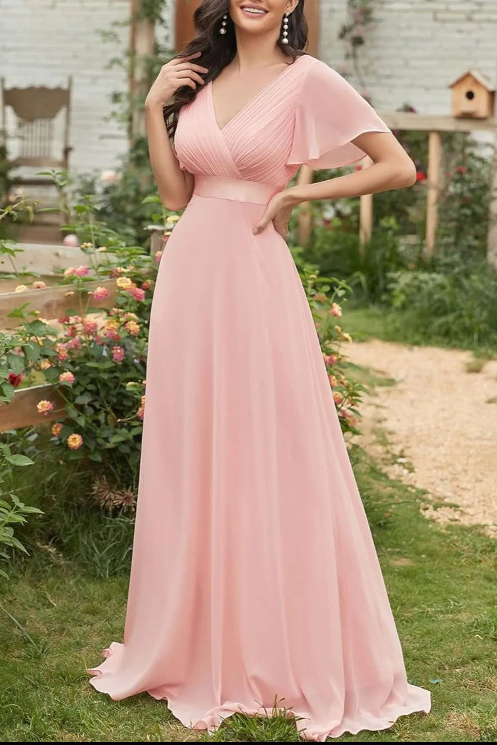 Rosalie Flutter Sleeve Maxi Dress | 2 Colors | Poundton-Tactilefable
