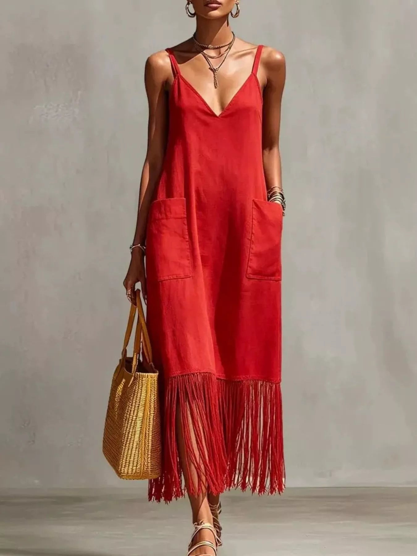 Coco Fringe Spaghetti Strap Dress | 5 Colors-Tactilefable