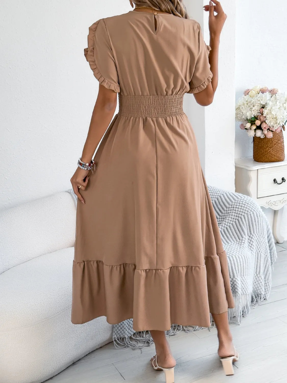 Frill Neck Midi Dress | 3 Colors | Poundton-Tactilefable