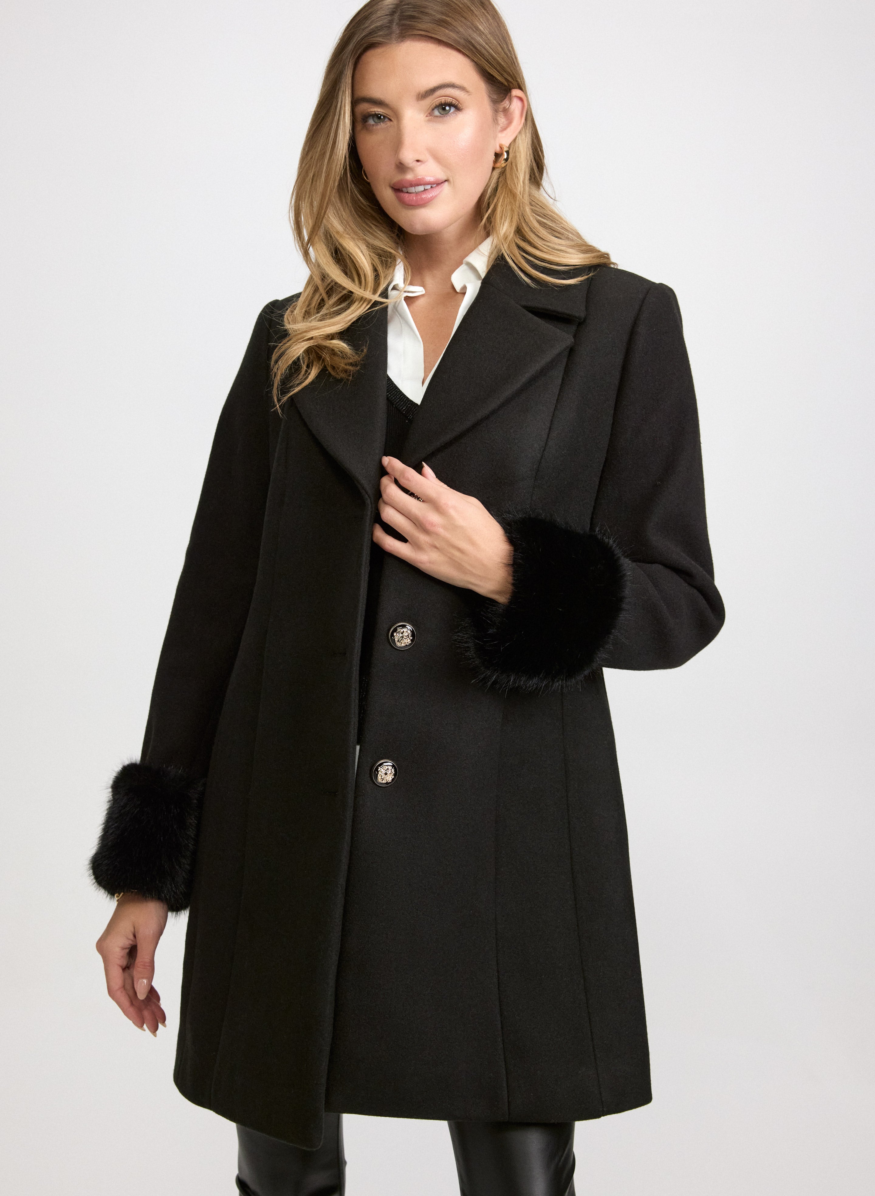 Faux-Fur Detail Coat-Tactilefable