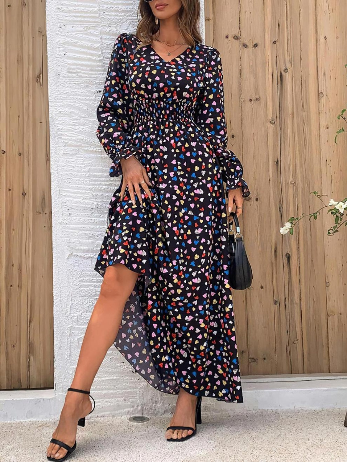 Gianna Smocked Printed V-Neck Flounce Sleeve Dress | 4 Colors-Tactilefable