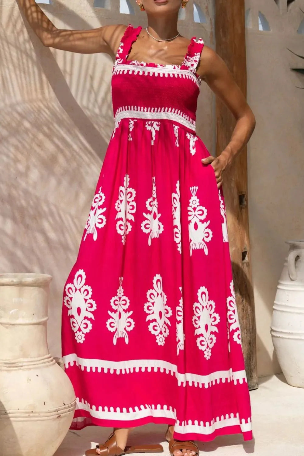 Daydream Printed Square Neck Cami Dress | 3 colors | Poundton-Tactilefable