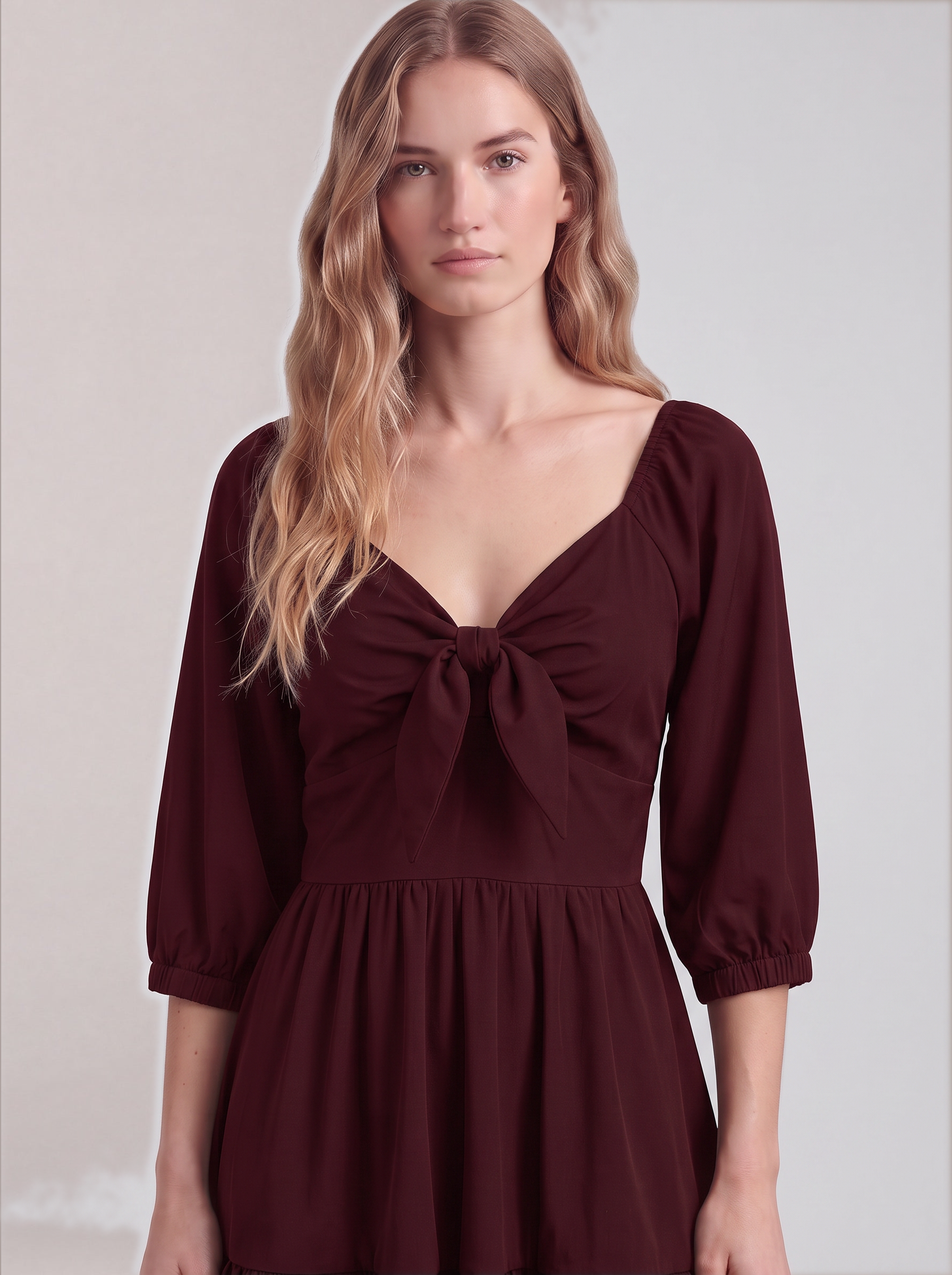 Molly Mini Dress in Solid Burgundy-Tactilefable