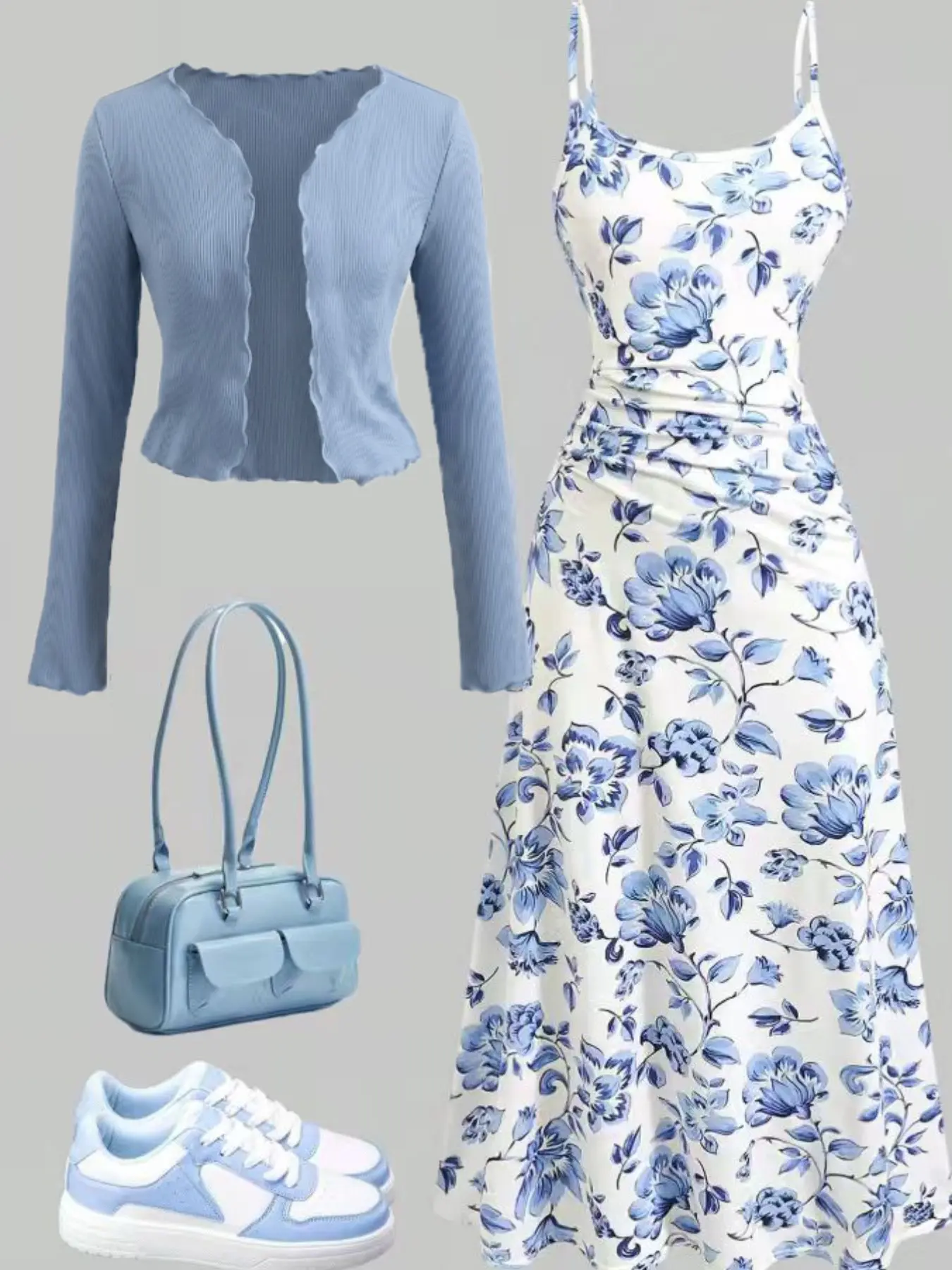 Conjunto de Dos Piezas: Cárdigan de Punto y Vestido de Tirantes