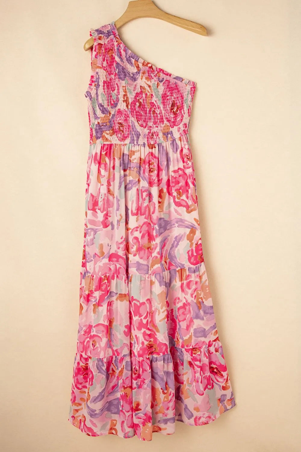 Floral One Shoulder Maxi Dress-Tactilefable