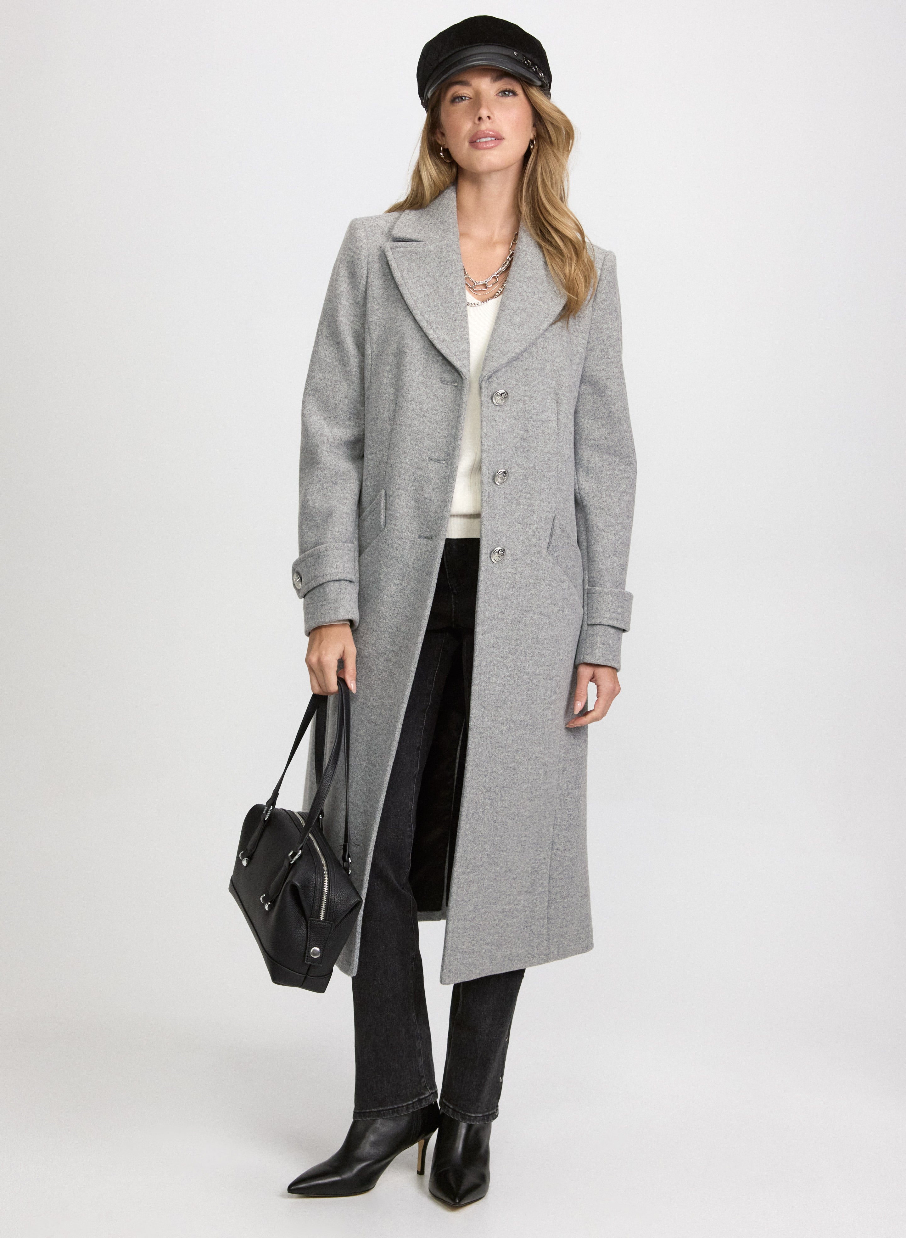 Stretch Wool-Blend Coat-Tactilefable