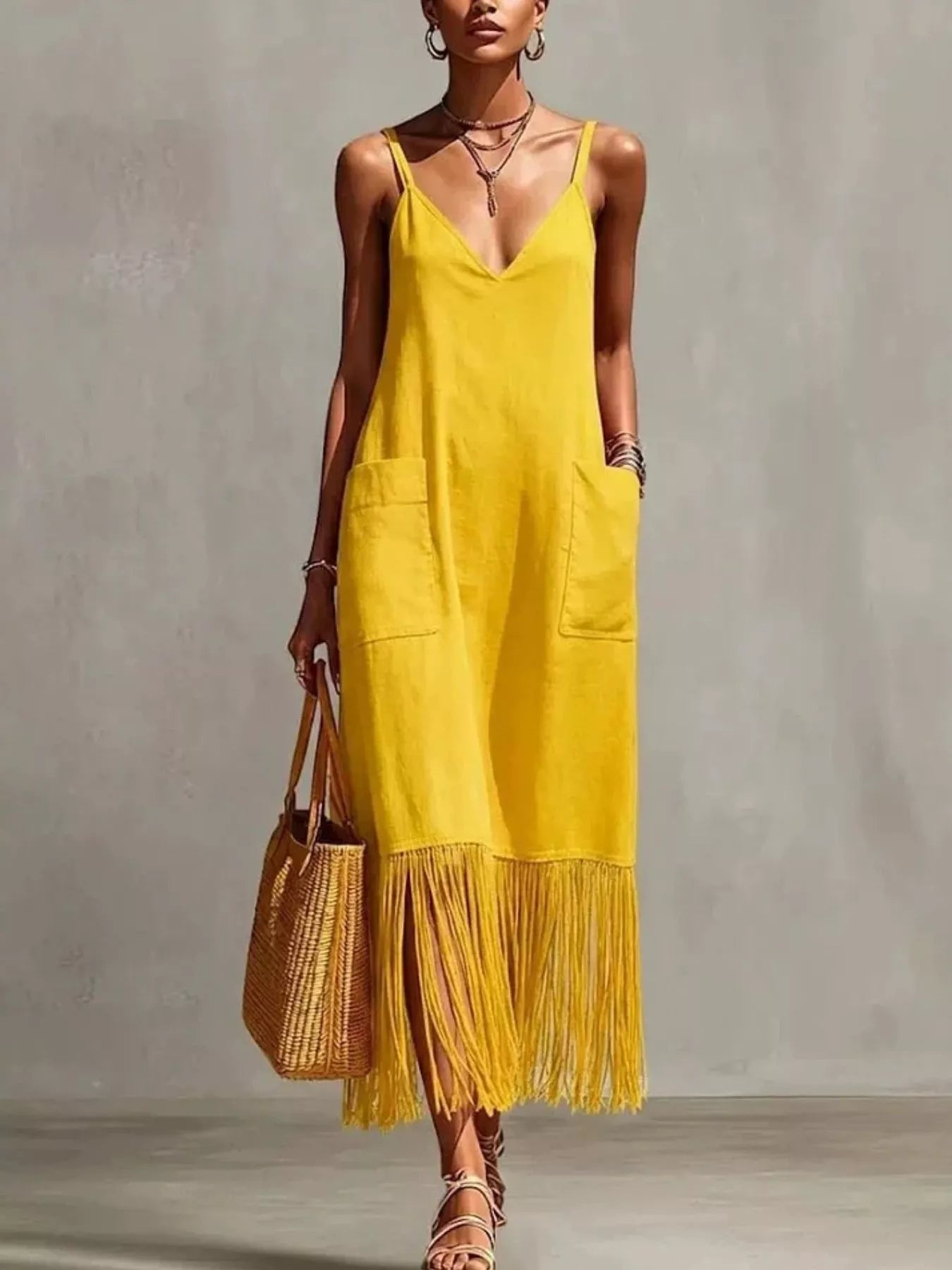 Coco Fringe Spaghetti Strap Dress | 5 Colors-Tactilefable