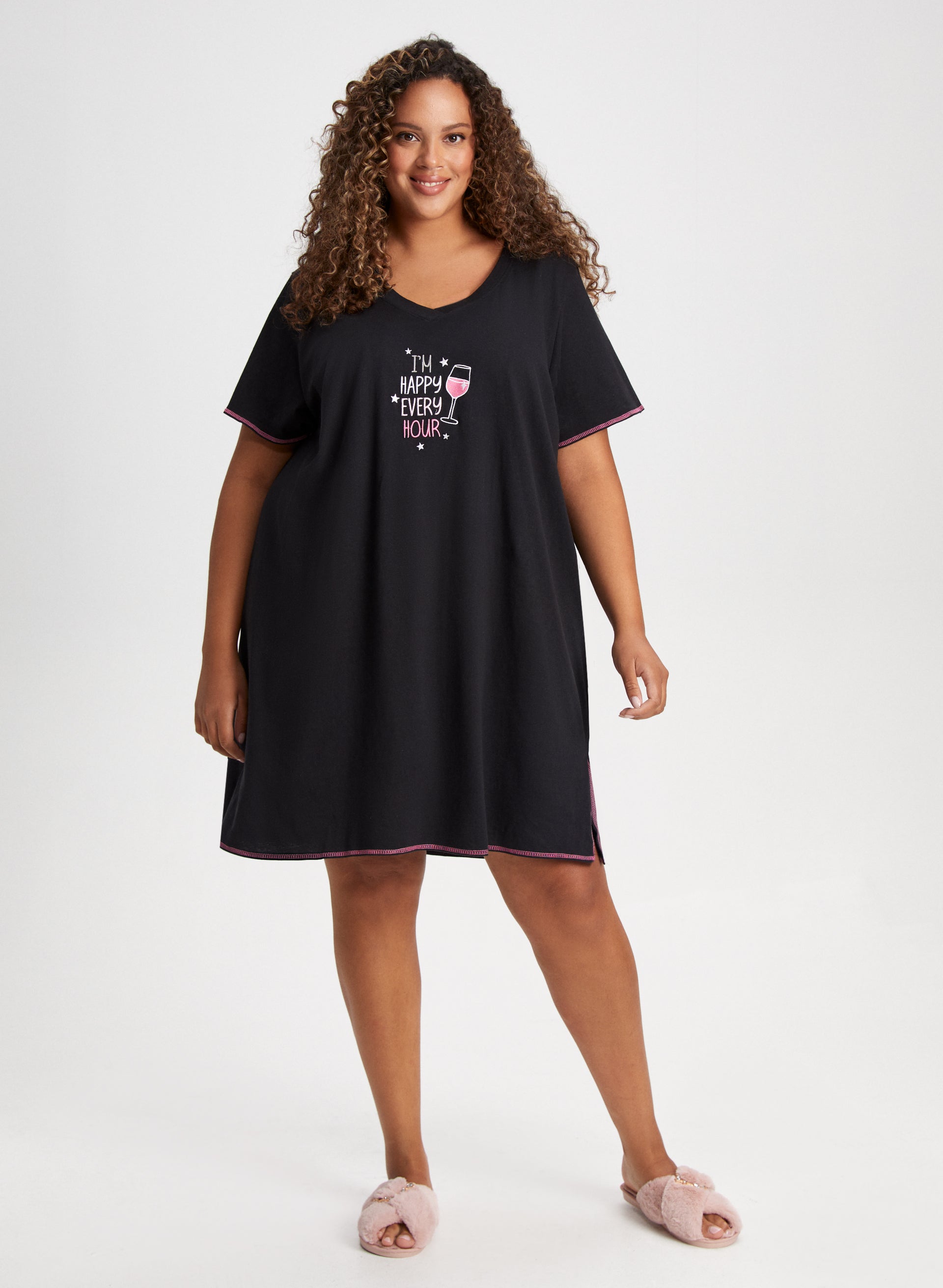 Embroidered Text Nightshirt-Tactilefable