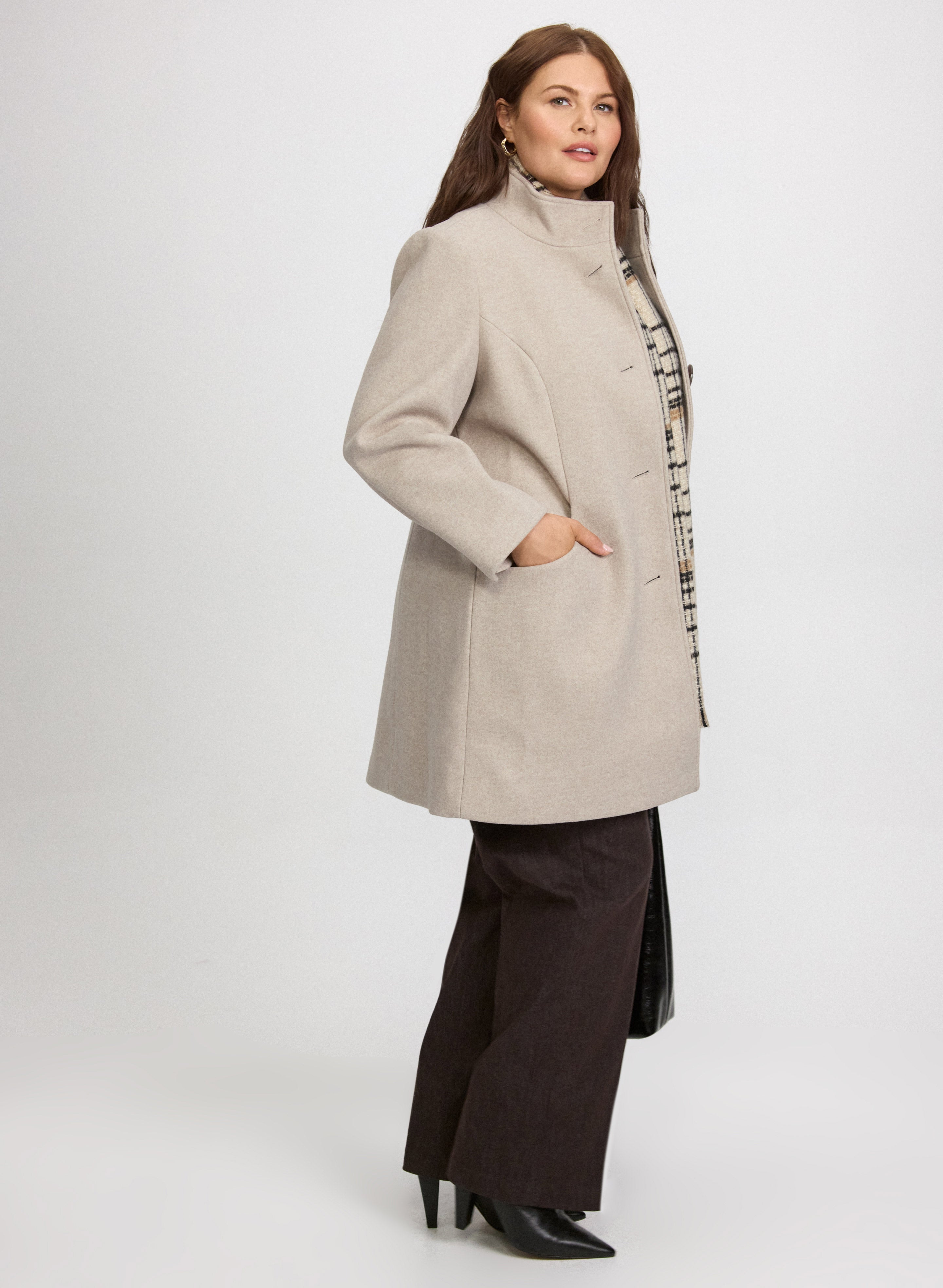 Stretch Wool-Blend Coat-Tactilefable
