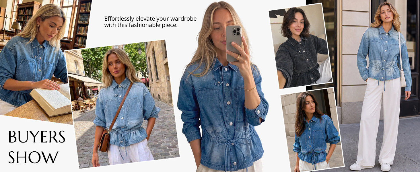 Customer-inspired jean jacket styling in everyday settings.