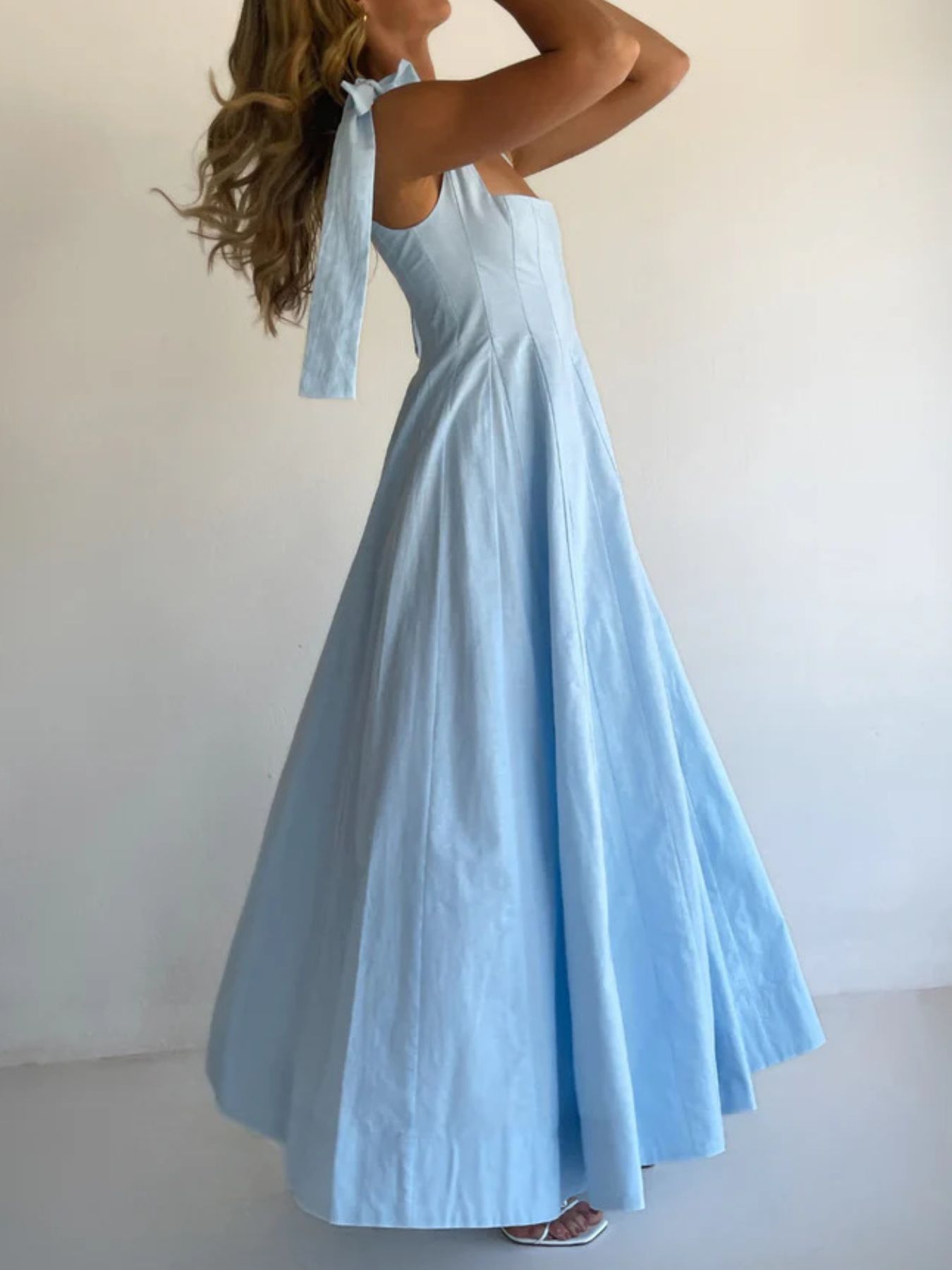 Pastel Promenade Tie-Shoulder Maxi Dress | 3 Colors-Tactilefable