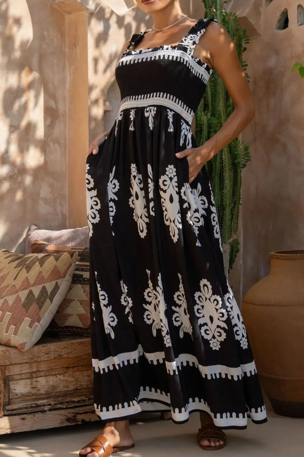 Daydream Printed Square Neck Cami Dress | 3 colors | Poundton-Tactilefable
