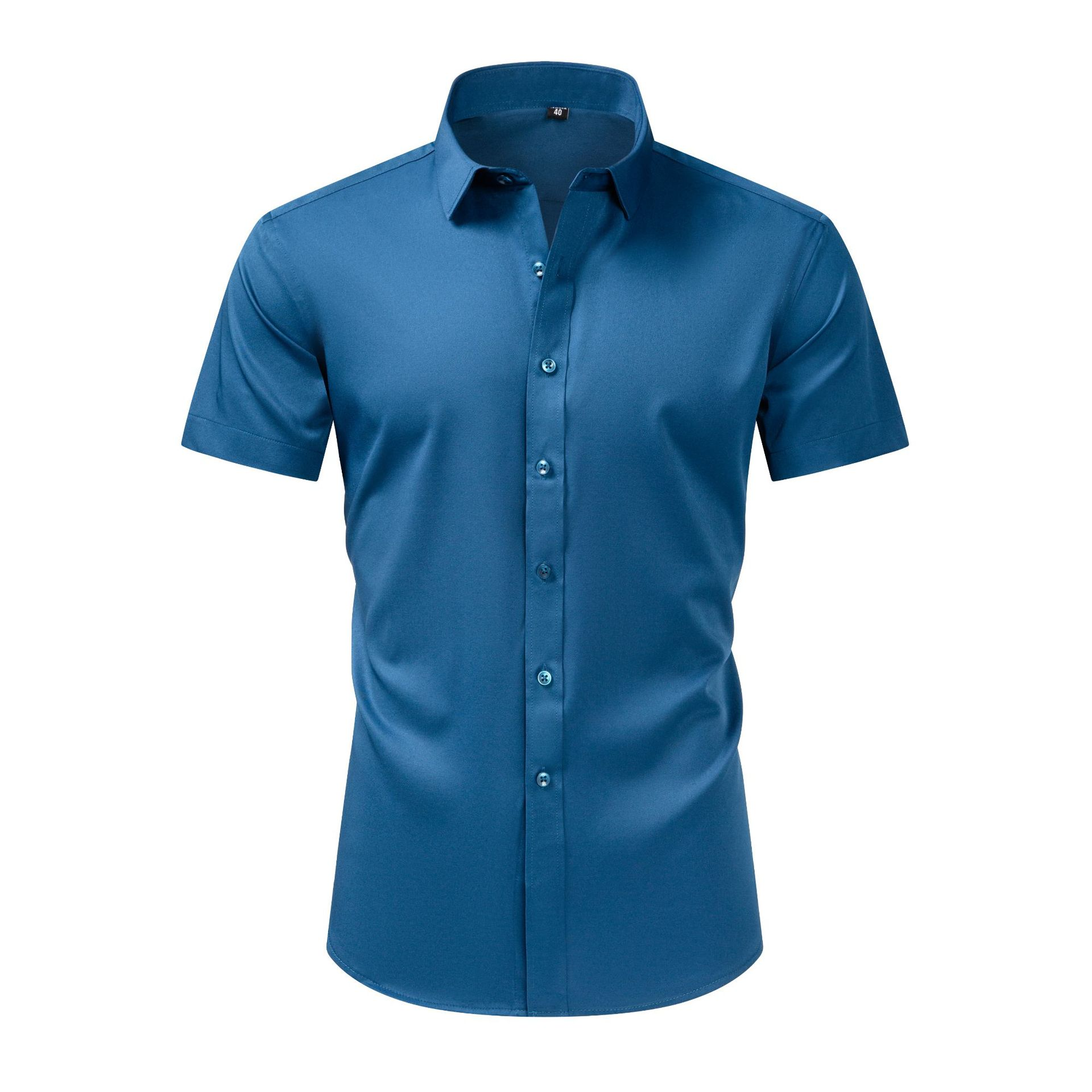 Men's short-sleeved stretch shirt, casual button-down shirt-Tactilefable