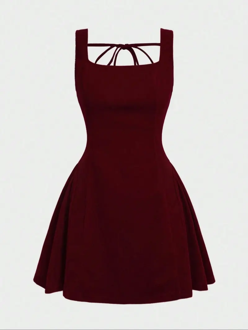 French Elegance Women's Fitted Short Dress, Bodycon Party Dress, Figure Hugging Dress, Romantic Date Night Gown, Formal Evening Wear, Elegant Chic, Christmas Autumn Winter Vintage Backless Sleeveless Mini Dress French Elegance Women's Fitted Short Dress, Bodycon Party Dress, Figure Hugging Dress, Romantic Date Night Gown, Formal Evening Wear, Elegant Chic, Christmas Autumn Winter Vintage Backless Sleeveless Mini Dress