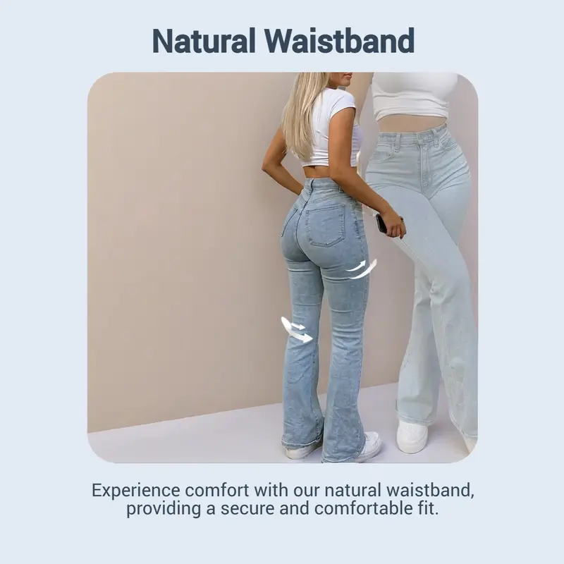 Women's Vintage Flare Denim Jeans Light Blue Washed Butt Lifting Slimming, Casual Long Pants, Natural Waist, All Seasons, Solid Pattern Women's Vintage Flare Denim Jeans Light Blue Washed Butt Lifting Slimming, Casual Long Pants, Natural Waist, All Seasons, Solid Pattern