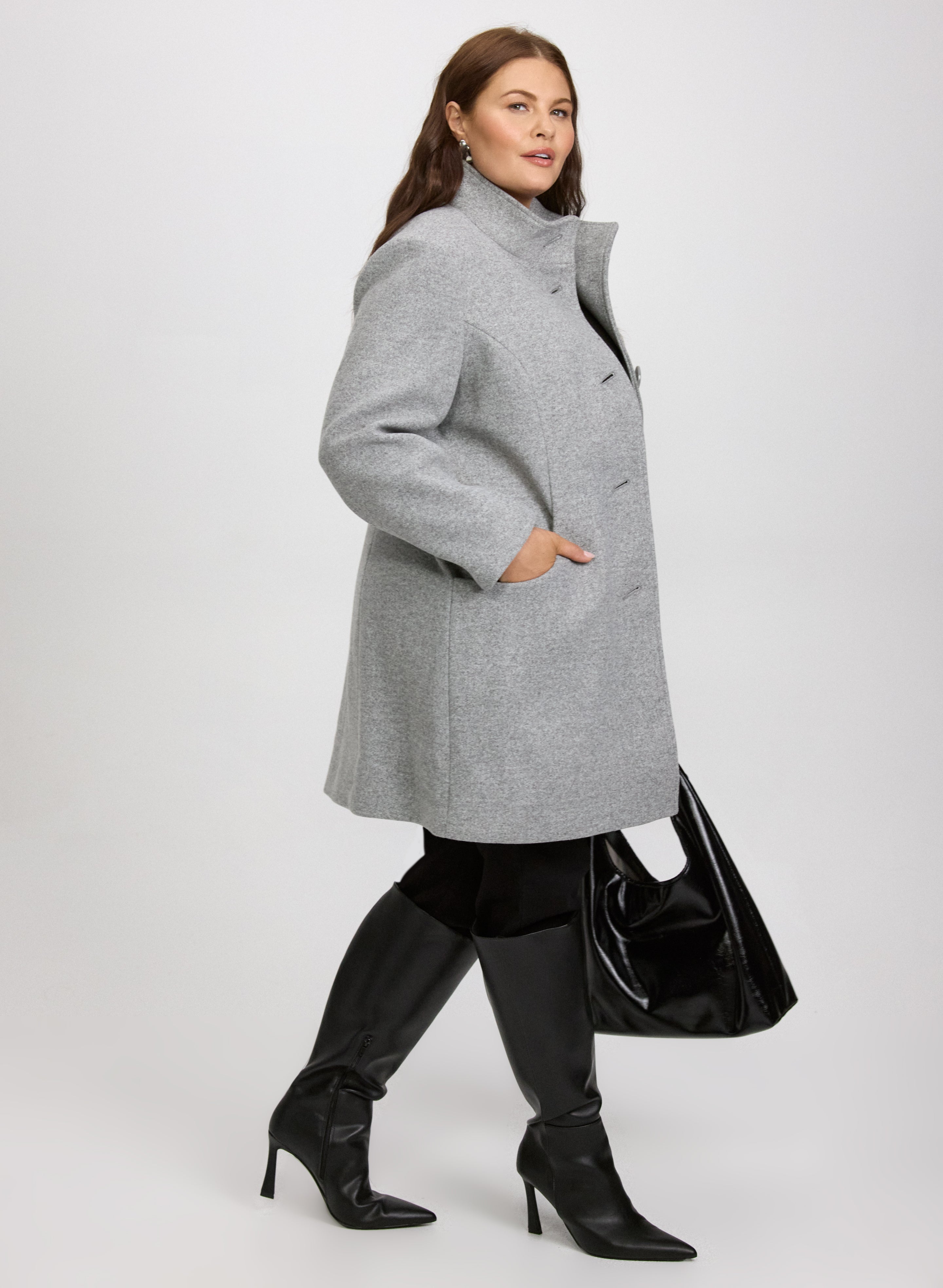 Stretch Wool-Blend Coat-Tactilefable