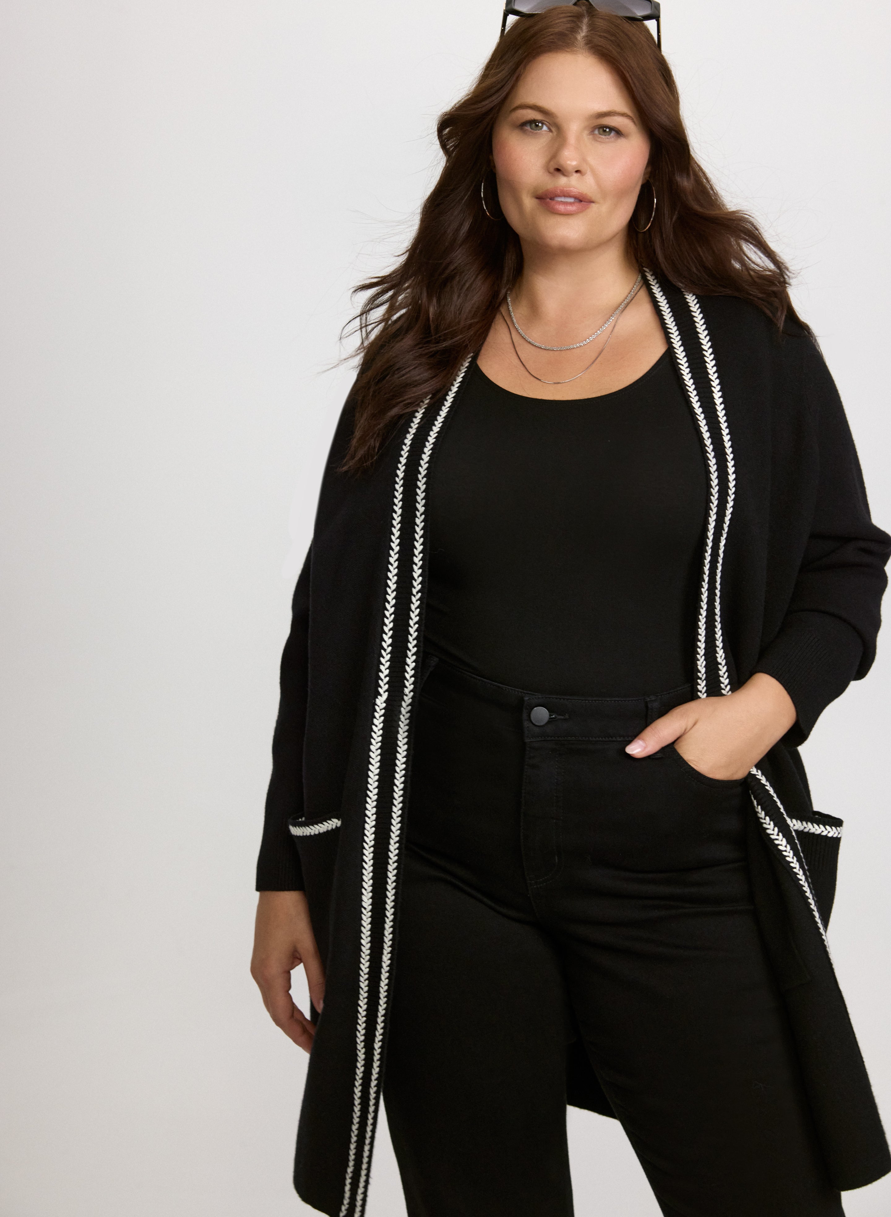 Contrast Stitch Cardigan-Tactilefable