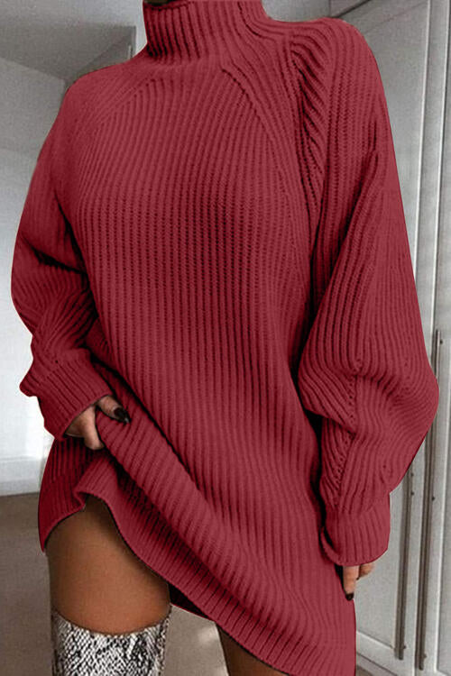 Maria Mock Neck Dropped Shoulder Sweater Dress | 5 Colors-Tactilefable
