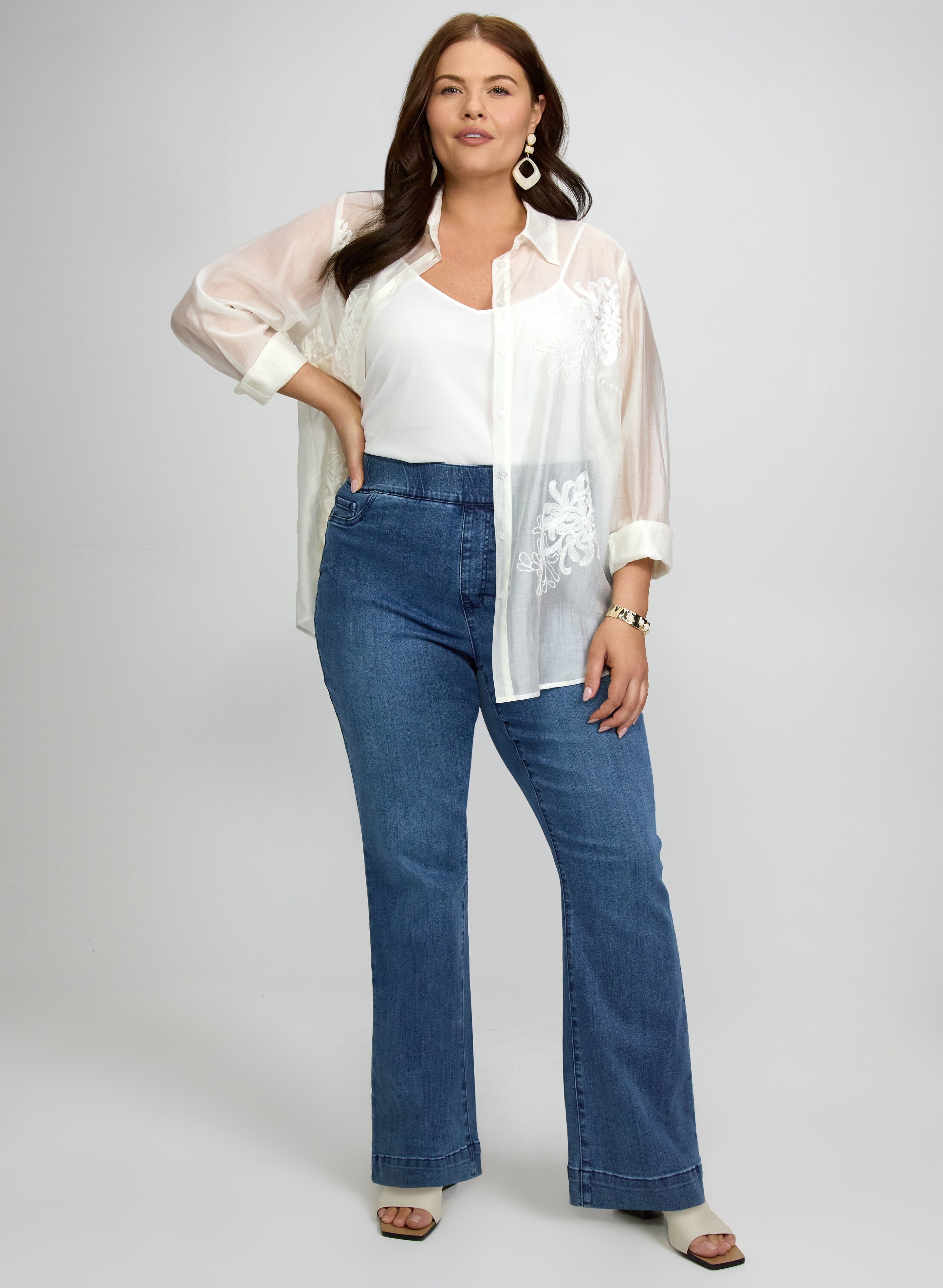 Pull-On Flare-Leg Jeans-Tactilefable
