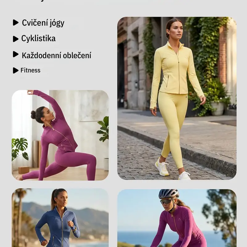 Women's Gold Zipper Sporty Jacket and Leggings Set